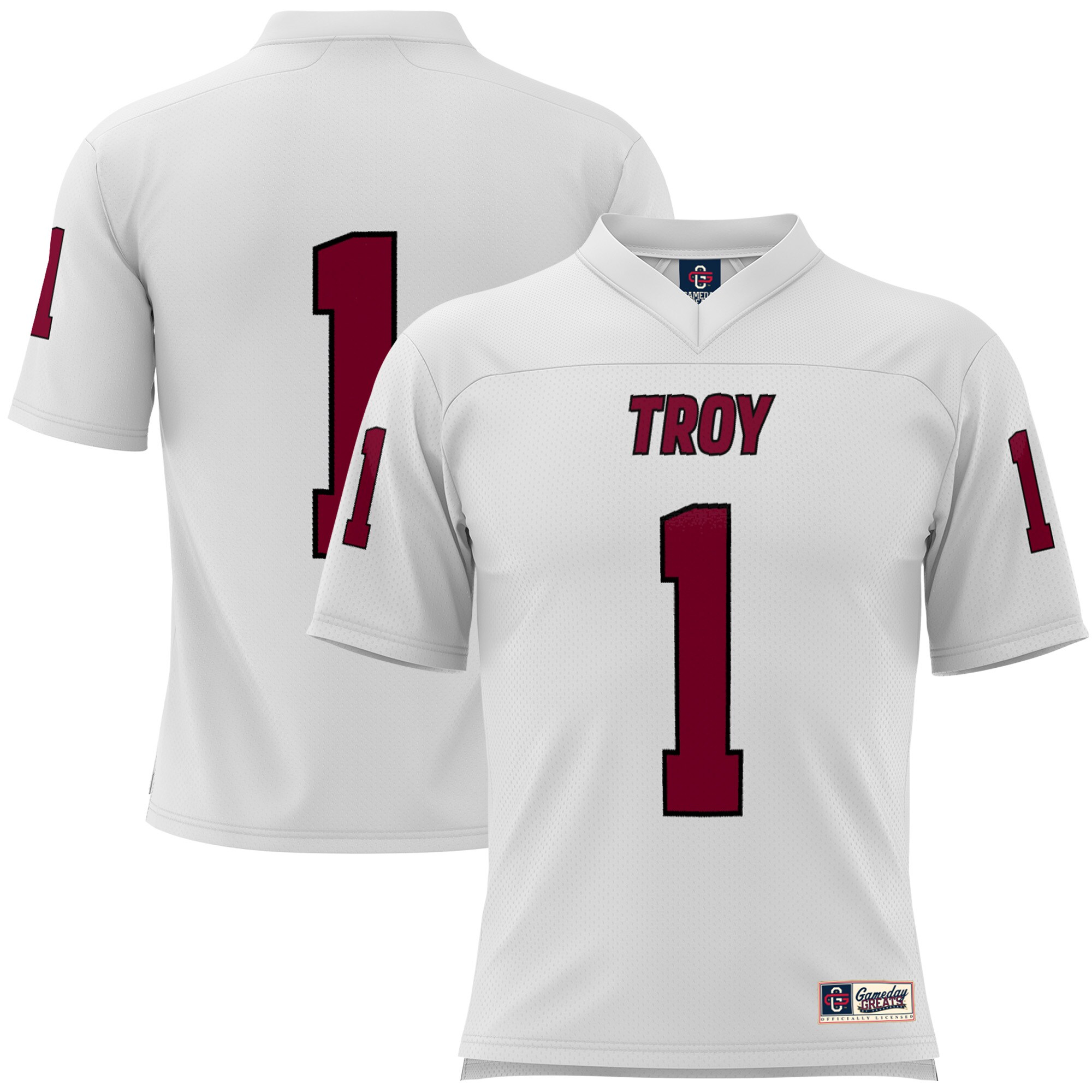 #1 Troy University Trojans ProSphere Football Jersey - White