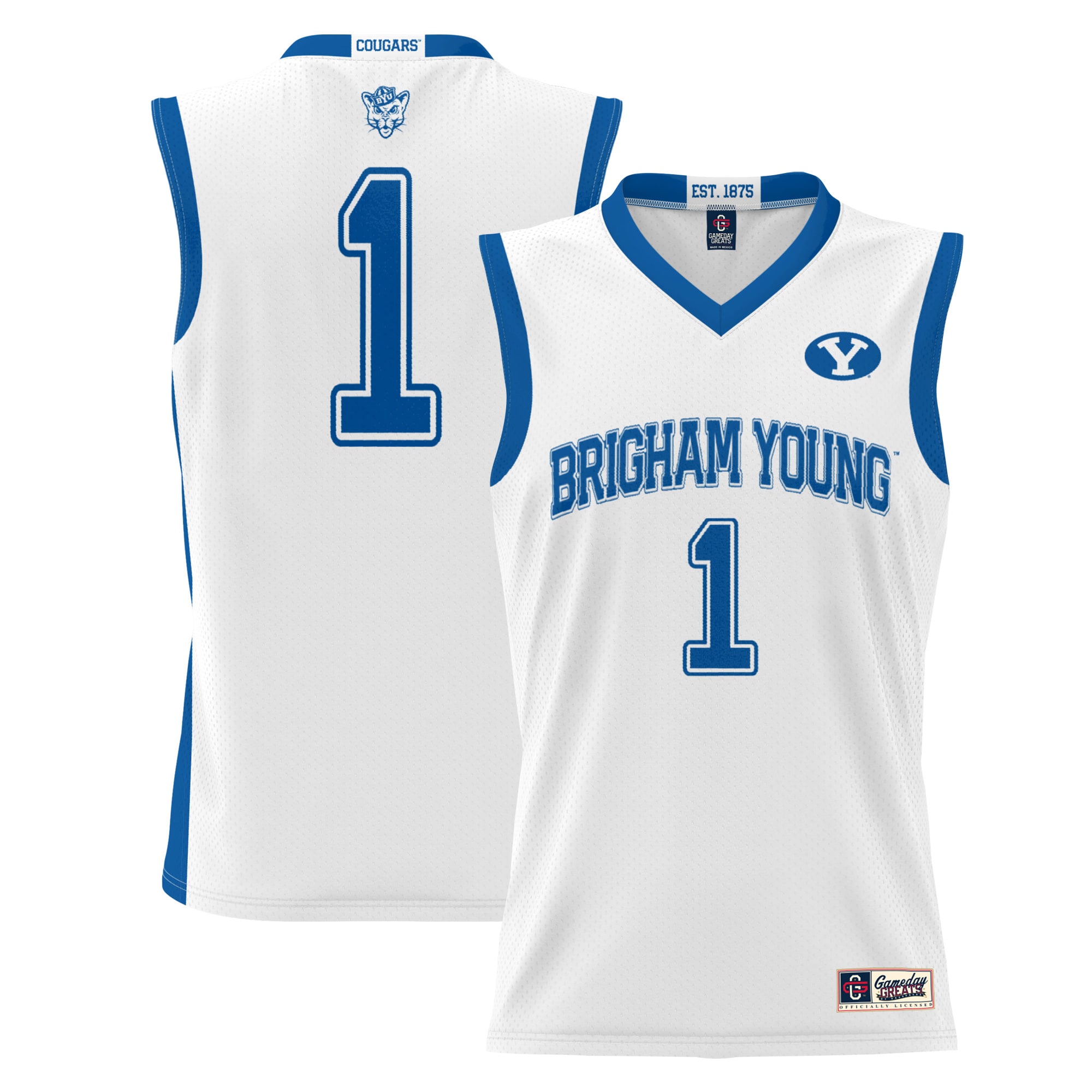 #1 BYU Cougars ProSphere Youth Basketball Jersey - White