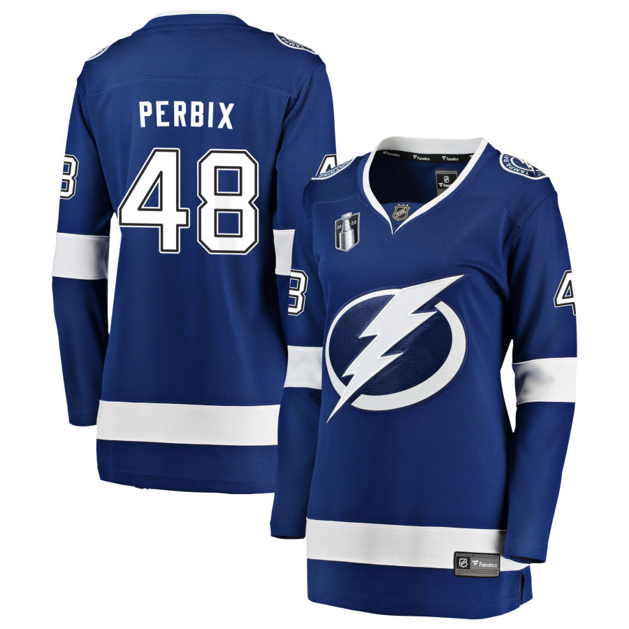 Nick Perbix Tampa Bay Lightning Fanatics Branded Women's Home 2022 Stanley Cup Final Breakaway Jersey - Blue