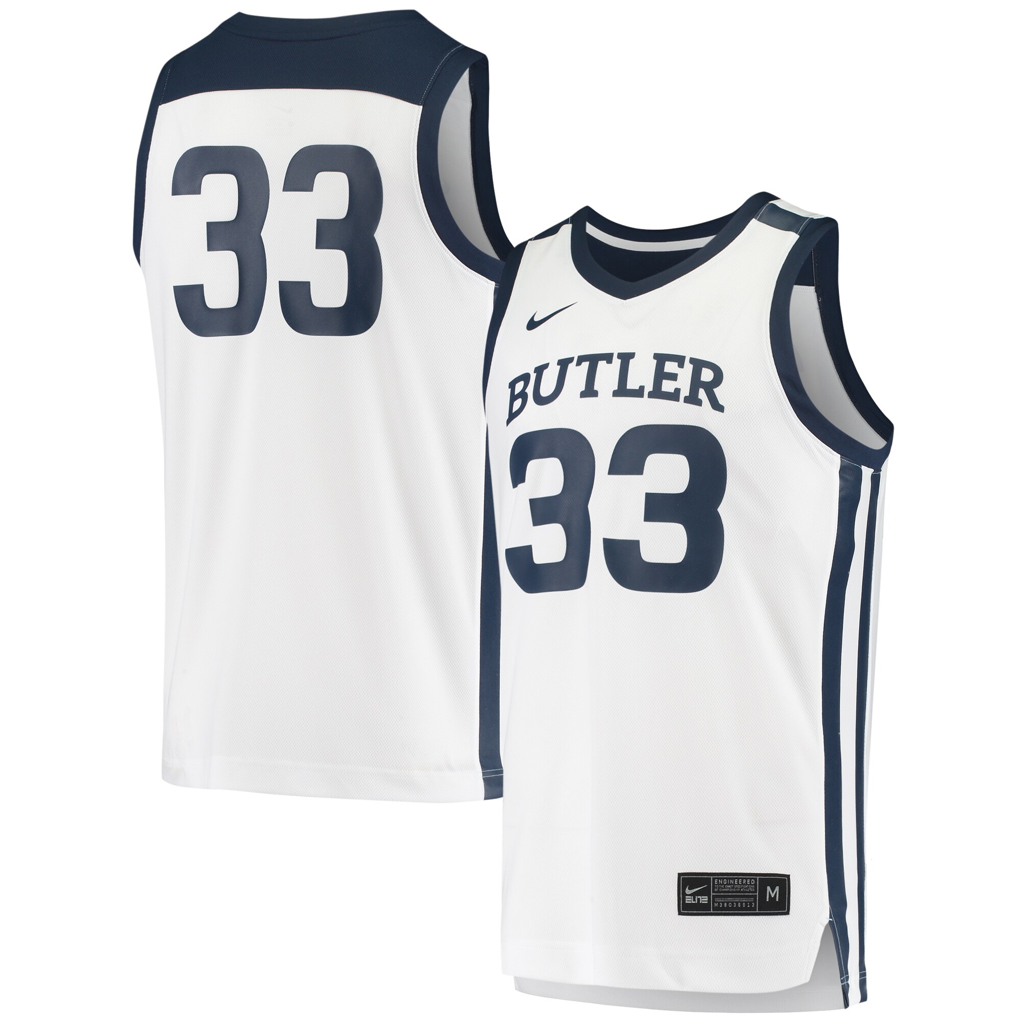 #33 Butler Bulldogs Nike Replica Basketball Jersey - White