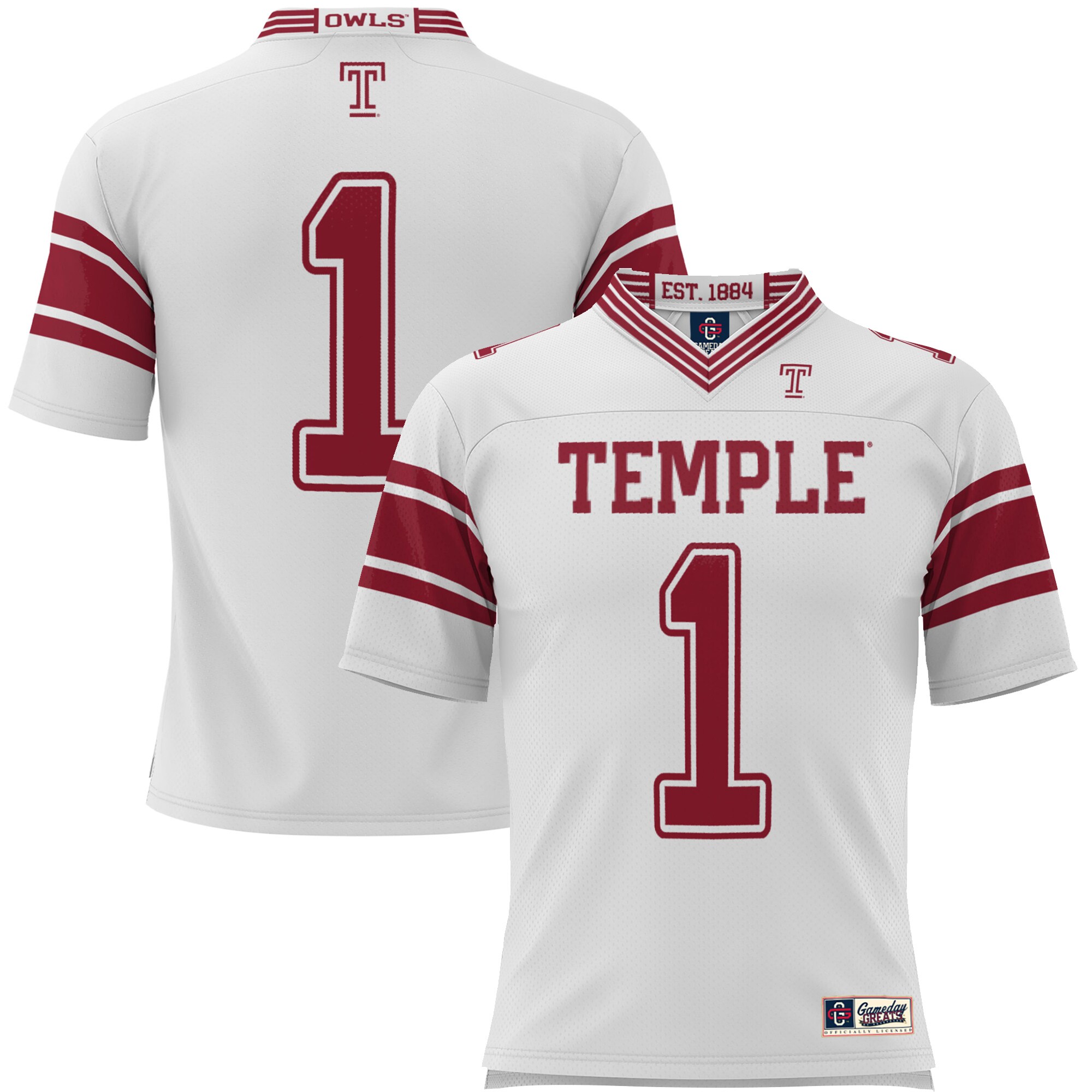 #1 Temple Owls ProSphere Youth Endzone Football Jersey - White