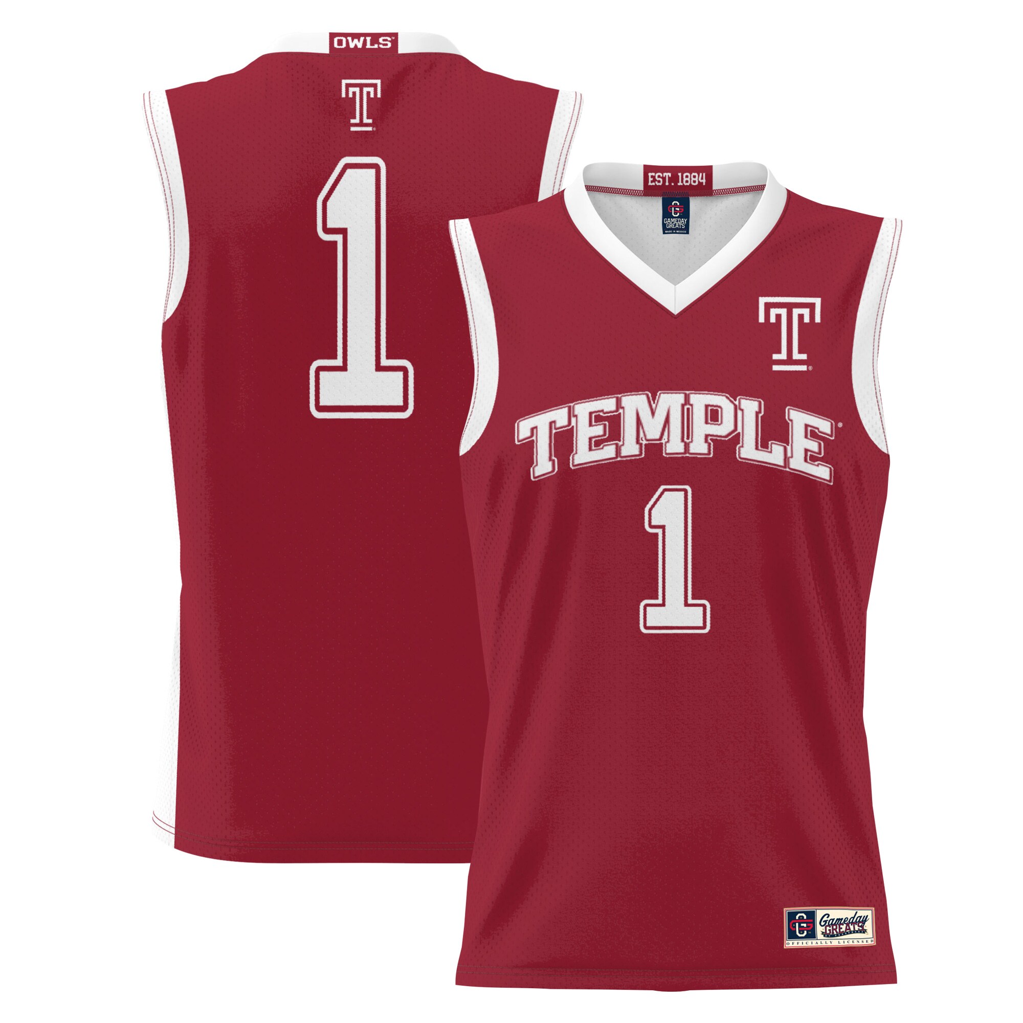 #1 Temple Owls ProSphere Youth Basketball Jersey - Cherry