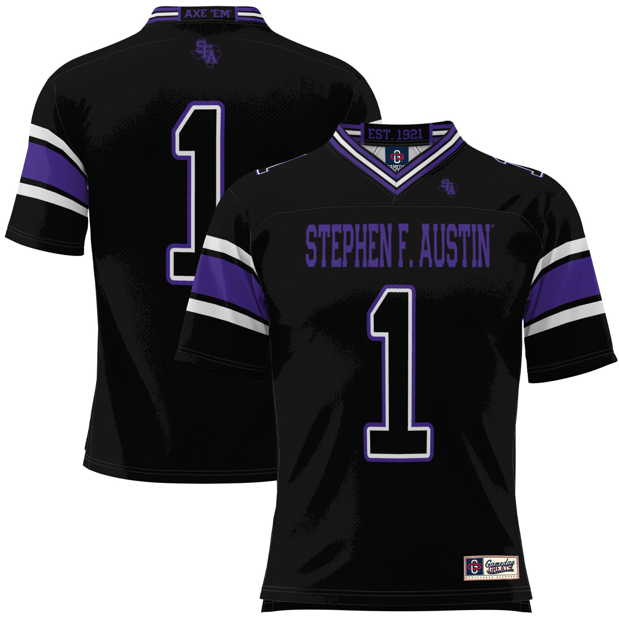 #1 Stephen F Austin Lumberjacks ProSphere Youth Football Jersey - Black