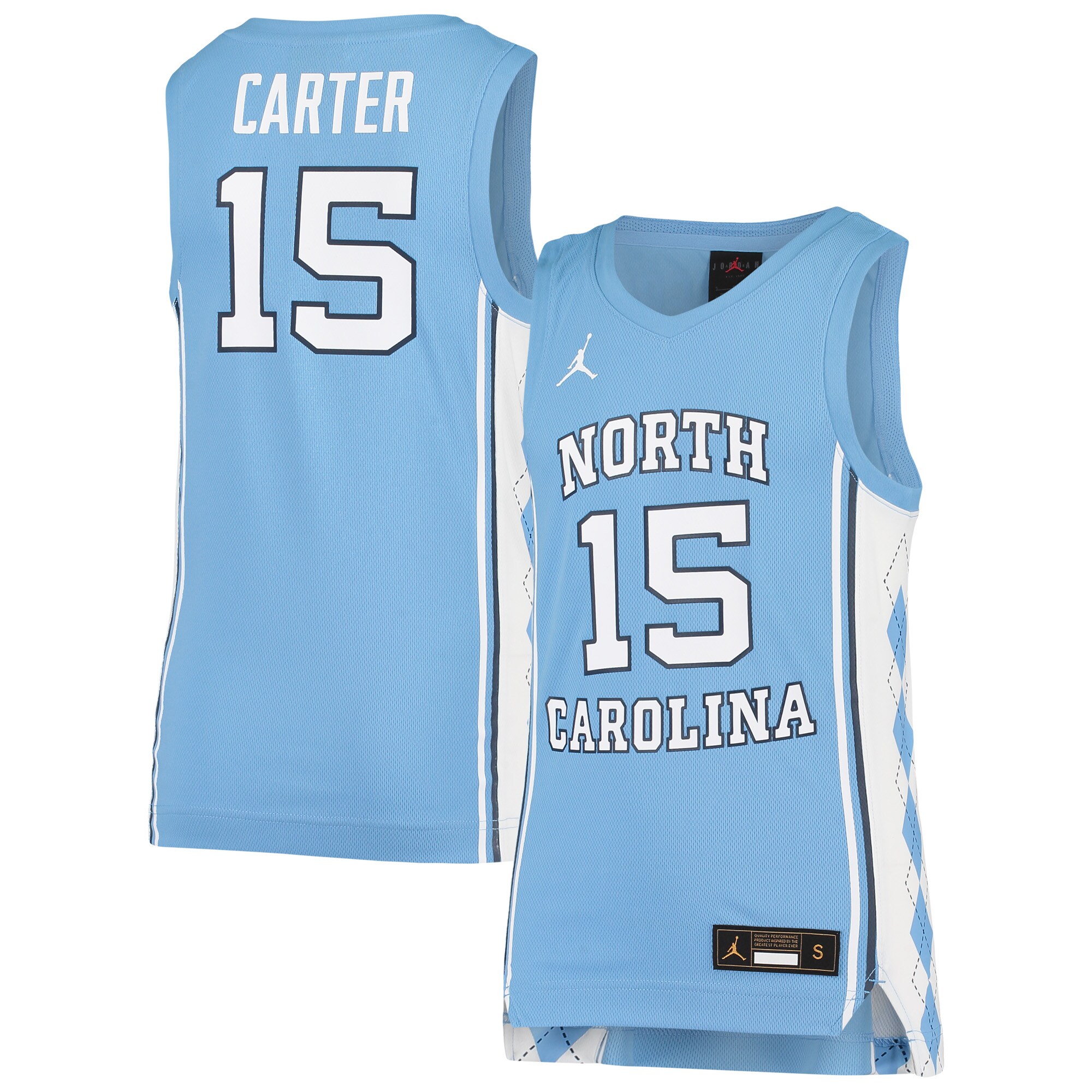 Vince Carter North Carolina Tar Heels Jordan Brand Youth Team Replica Basketball Jersey - Carolina Blue