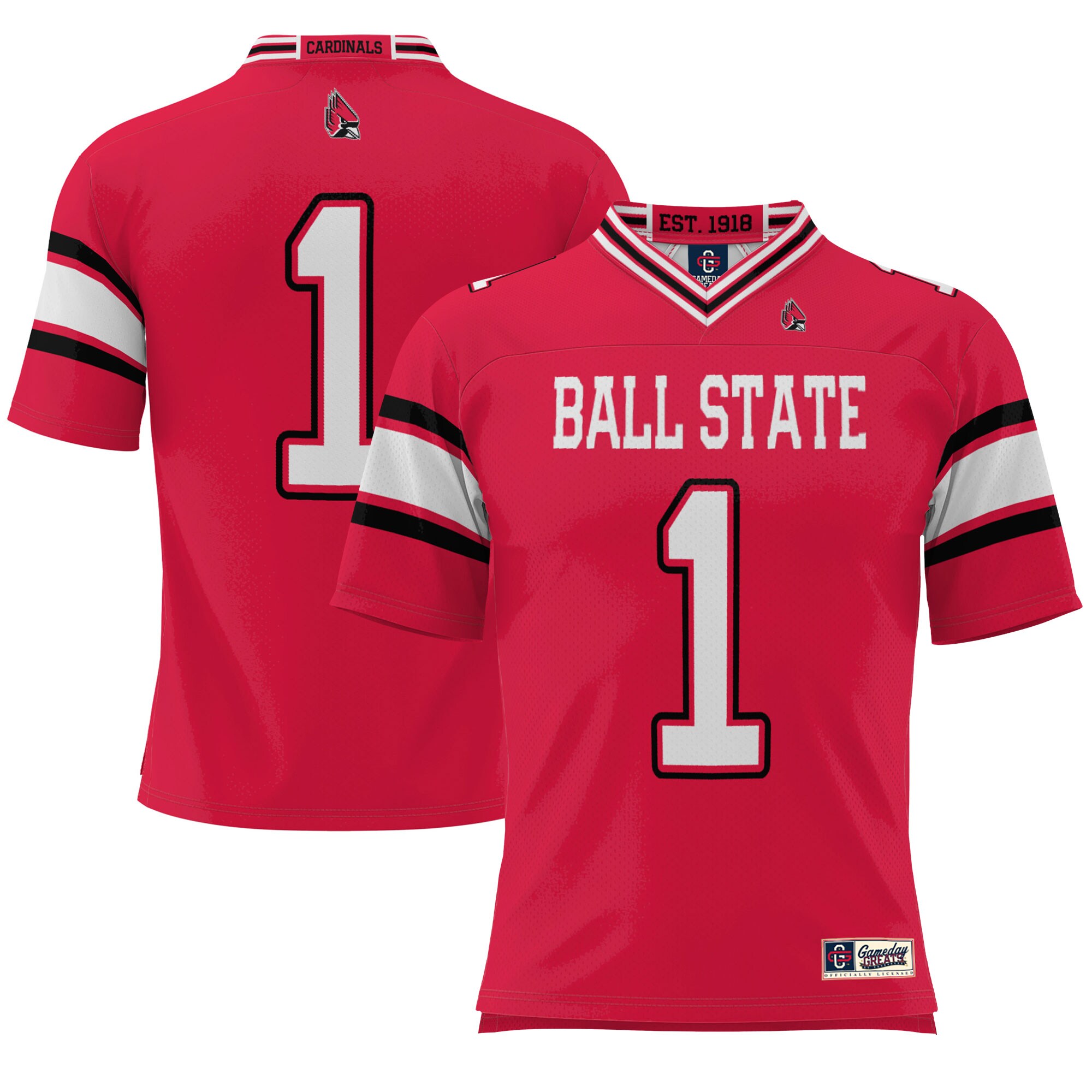 #1 Ball State Cardinals ProSphere Youth Endzone Football Jersey - Cardinal