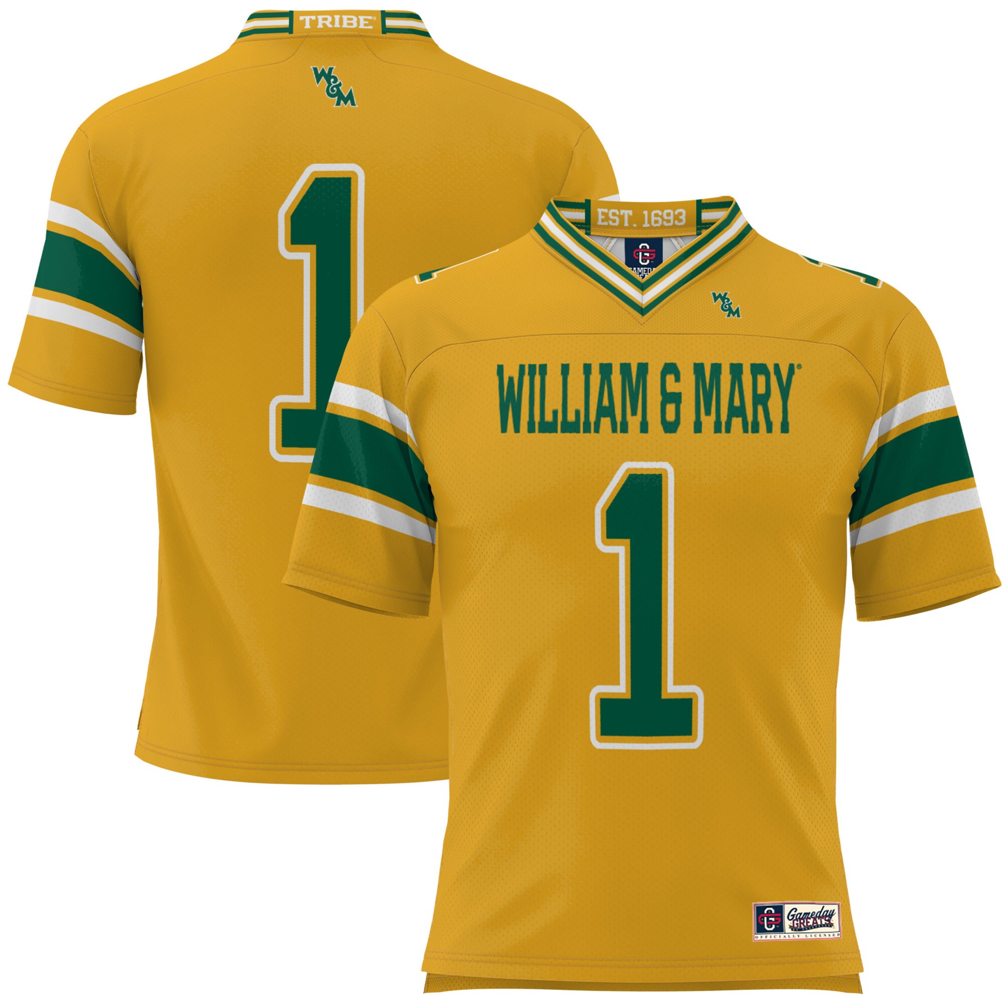 #1 William & Mary Tribe ProSphere Youth Football Jersey - Gold