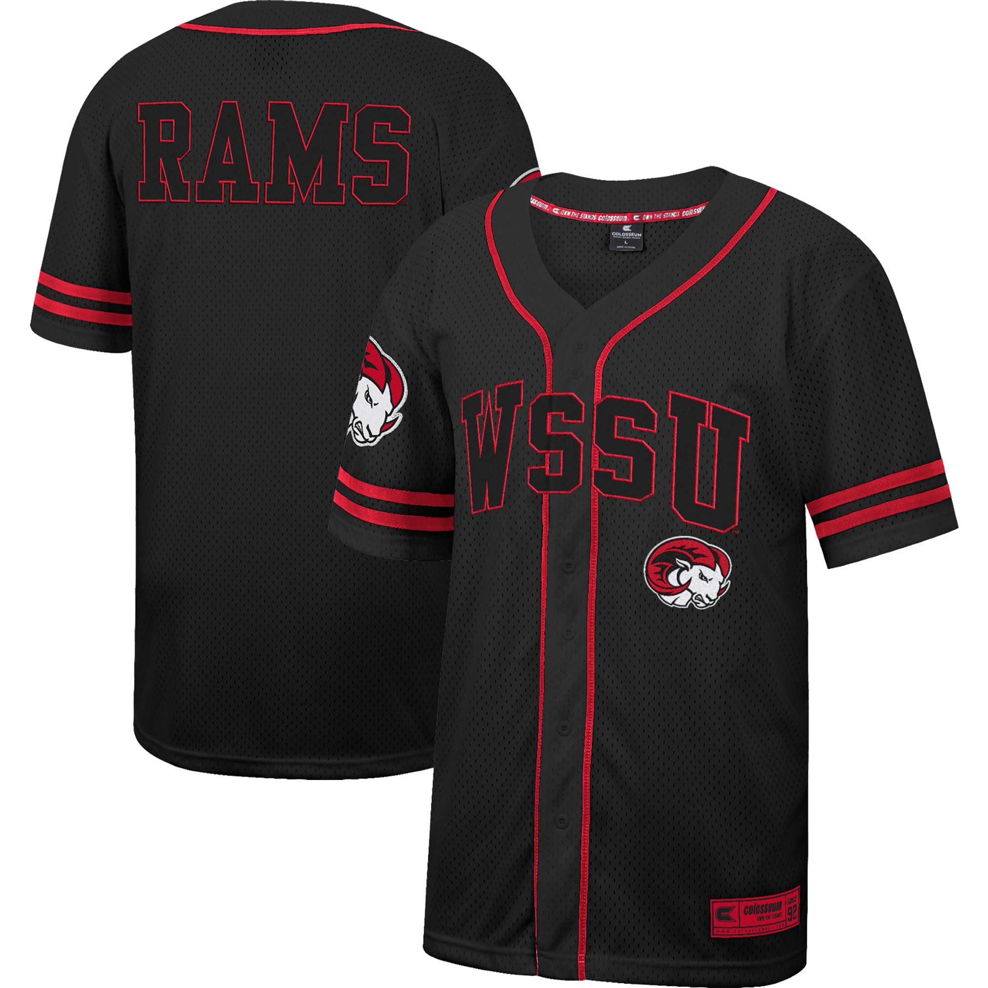 Winston-Salem State Rams Colosseum Free Spirited Mesh Button-Up Baseball Jersey - Black