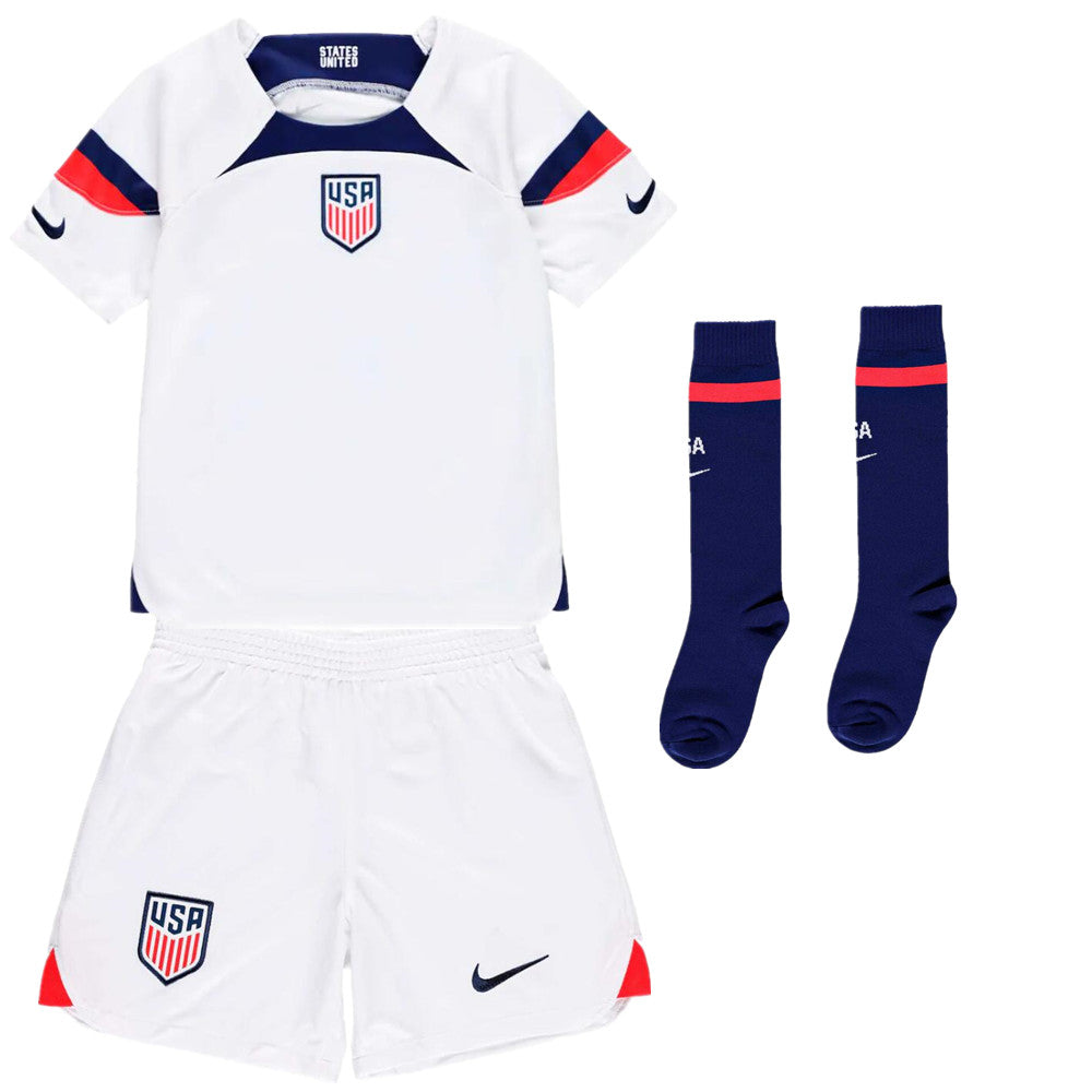 Youth USMNT Home Jersey USA 2022 World Cup Kids Kit Fan Gear Nation