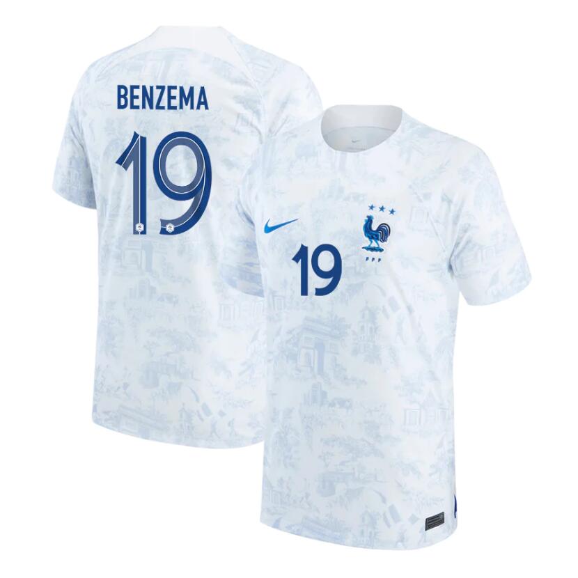 France Karim Benzema Away Jersey 2022 World Cup Kit Fan Gear Nation