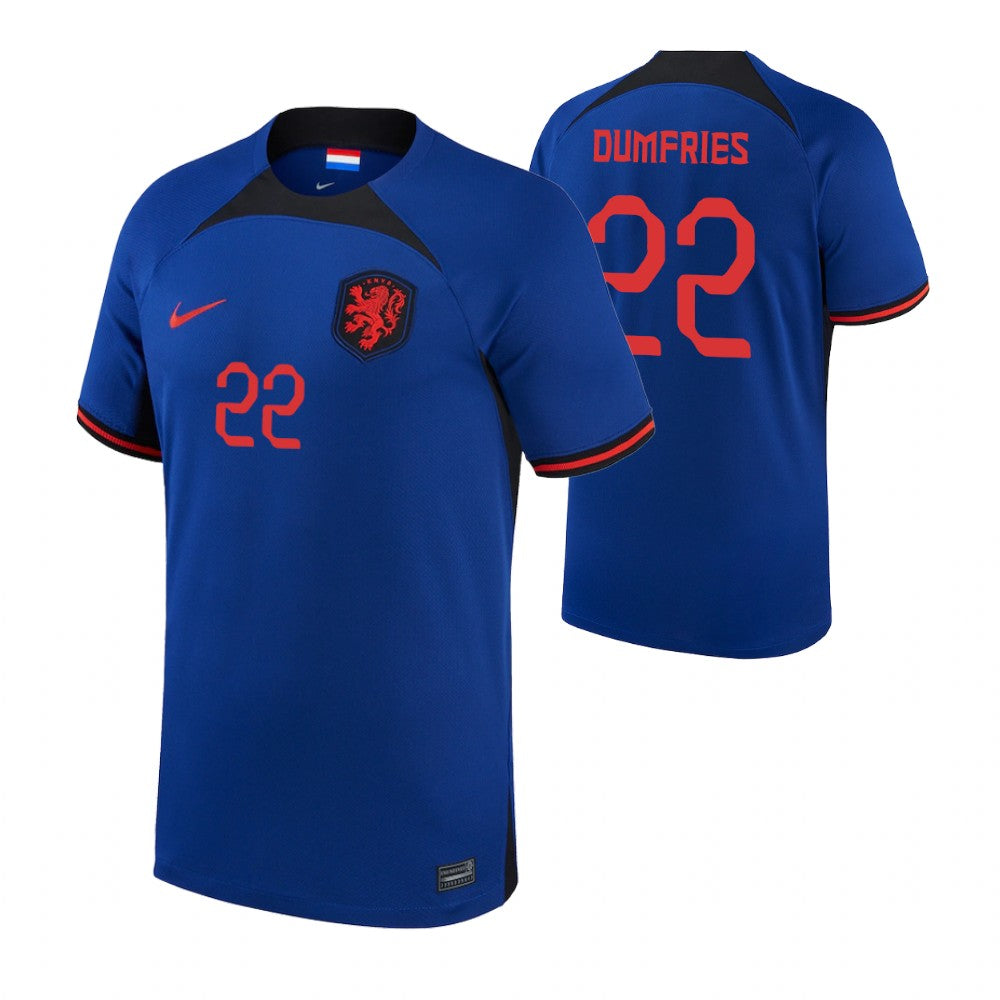Netherlands Denzel Dumfries Away Jersey 2022 World Cup Kit Fan Gear