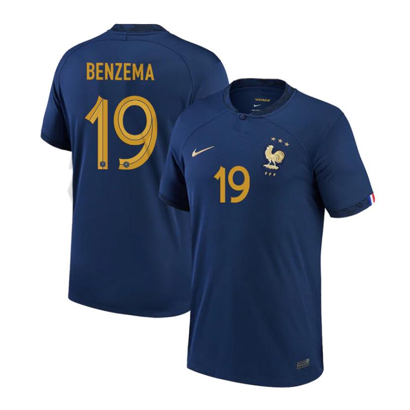 France Karim Benzema Home Jersey 2022 World Cup Kit Fan Gear Nation