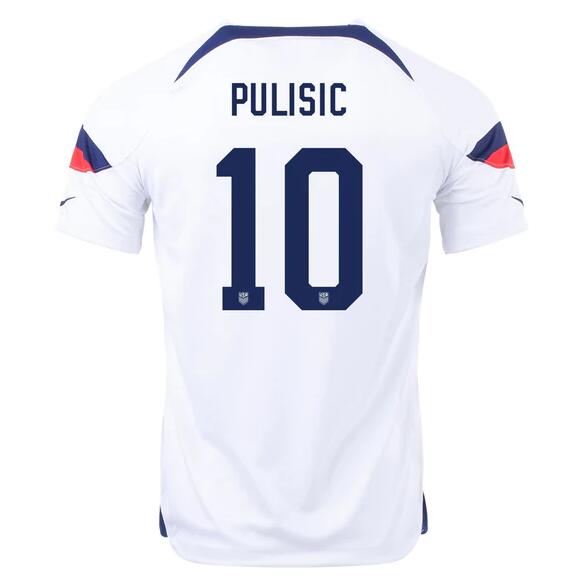 Pulisic USMNT Home Jersey USA 2022 World Cup Kit Fan Gear Nation