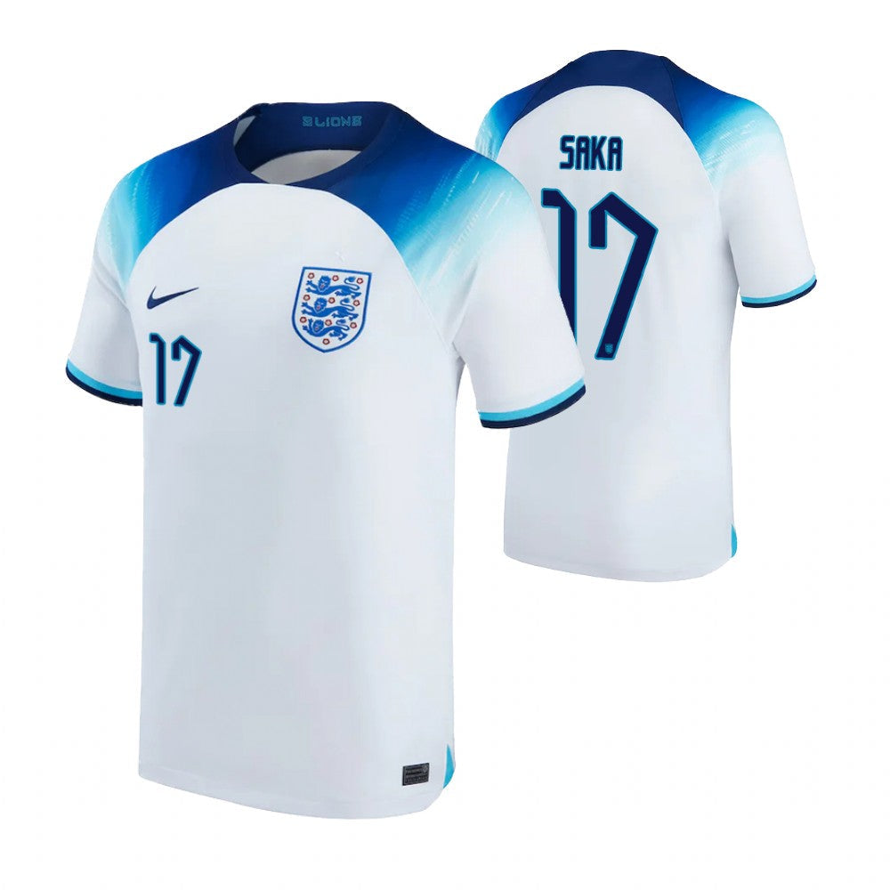 England Bukayo Saka Home Jersey 2022 World Cup Kit Fan Gear Nation