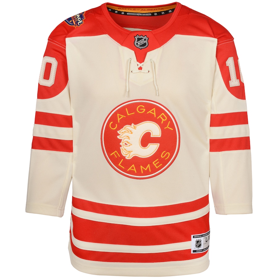 Jonathan Huberdeau Calgary Flames Youth 2023 NHL Heritage Classic Premier Player Jersey – Cream