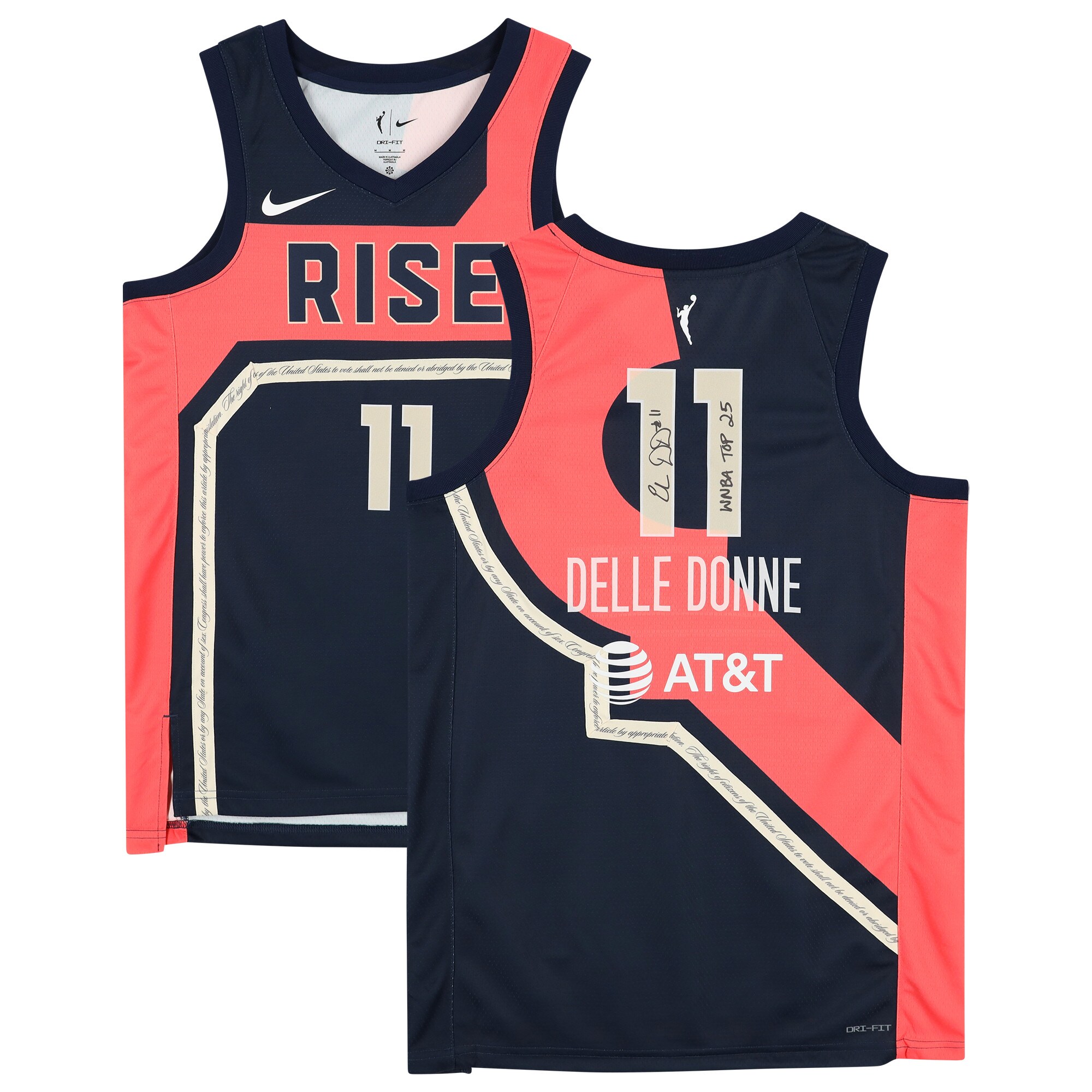 Elena Delle Donne Washington Mystics Autographed Navy Nike 2022 Rebel Edition Victory Player Jersey with