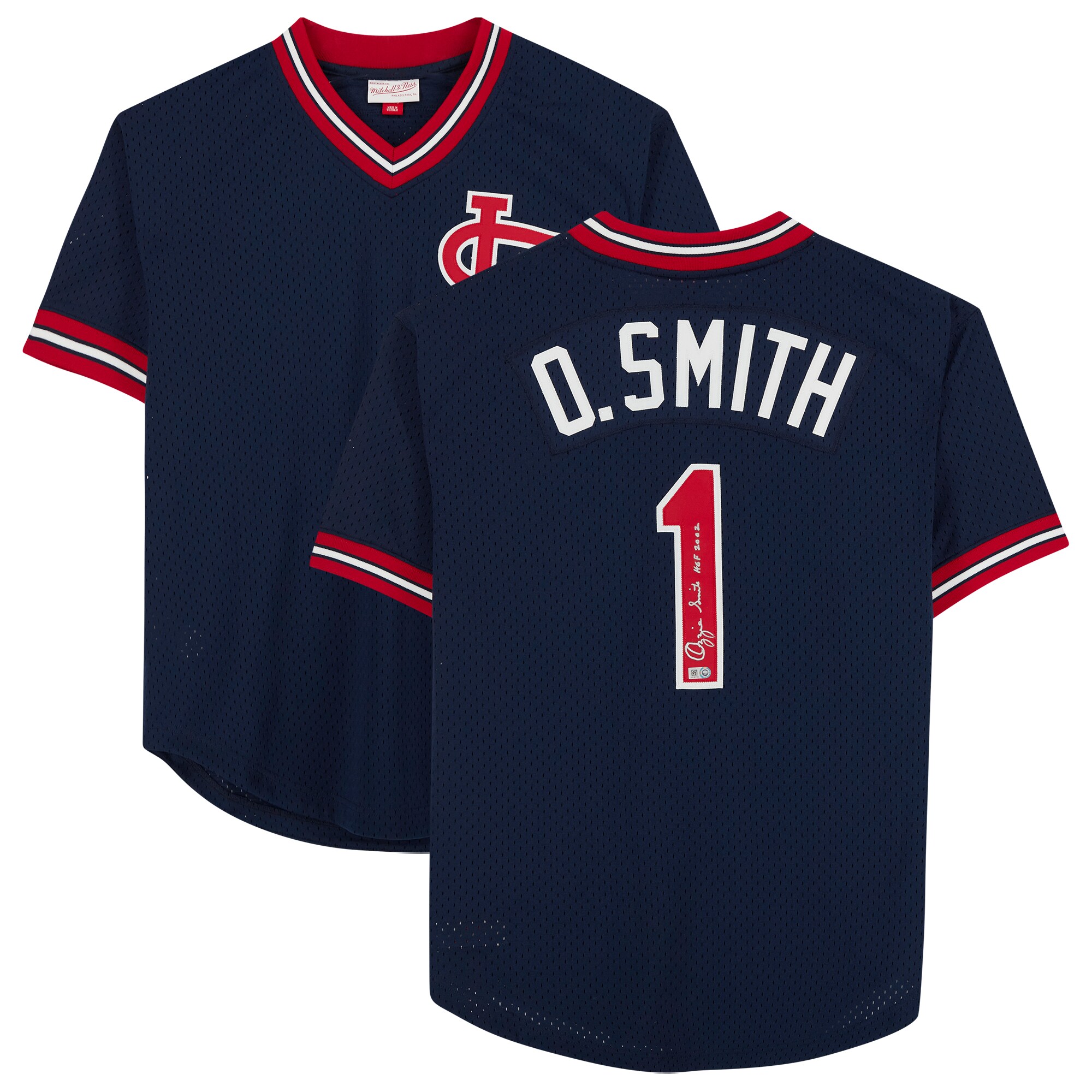Ozzie Smith St. Louis Cardinals Autographed Navy Mitchell & Ness Authentic Jersey with