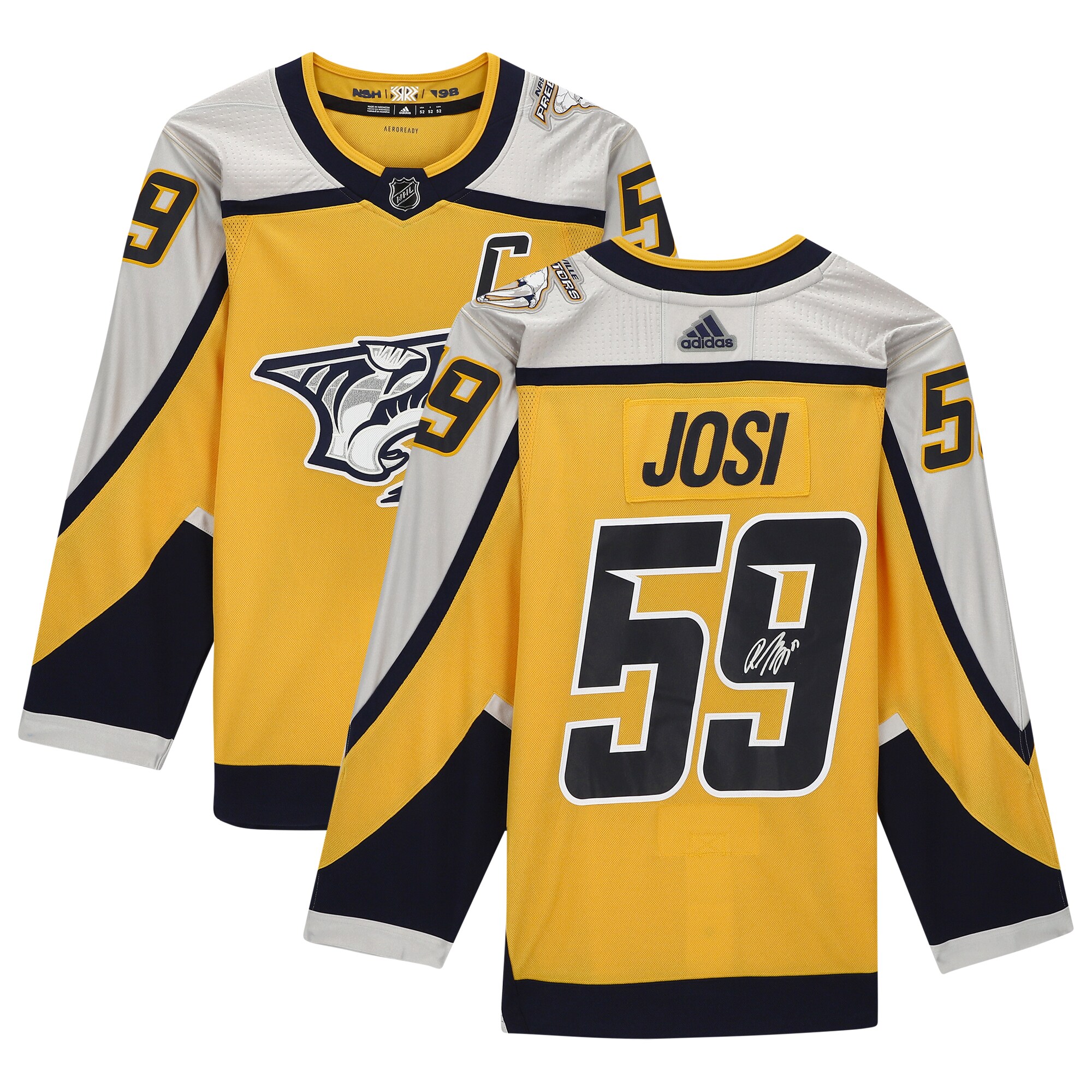 Roman Josi Nashville Predators Fanatics Authentic Autographed adidas 2020-21 Reverse Retro Authentic Jersey - Gold