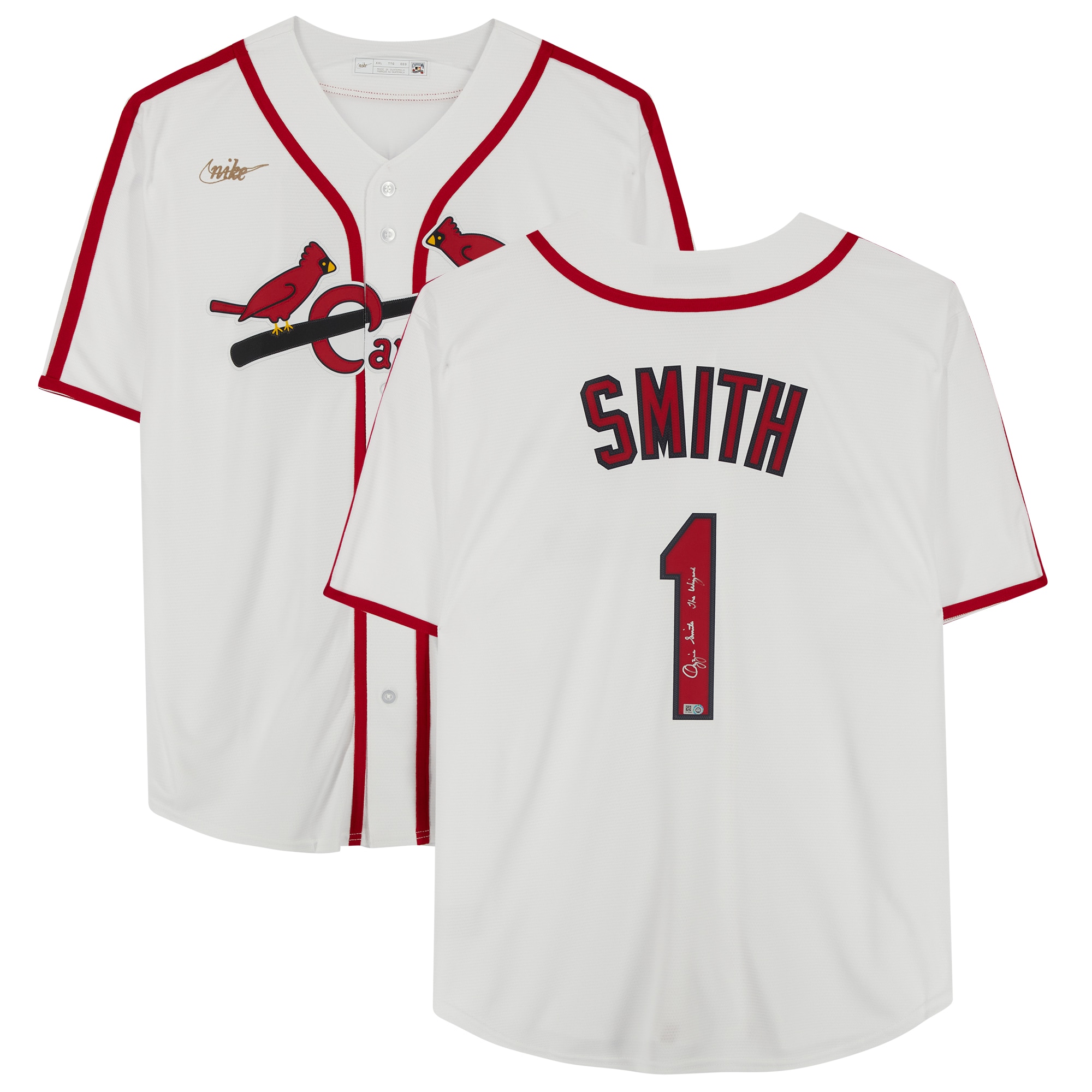 Ozzie Smith St. Louis Cardinals Fanatics Authentic Autographed White Nike Cooperstown Collection Replica Jersey with