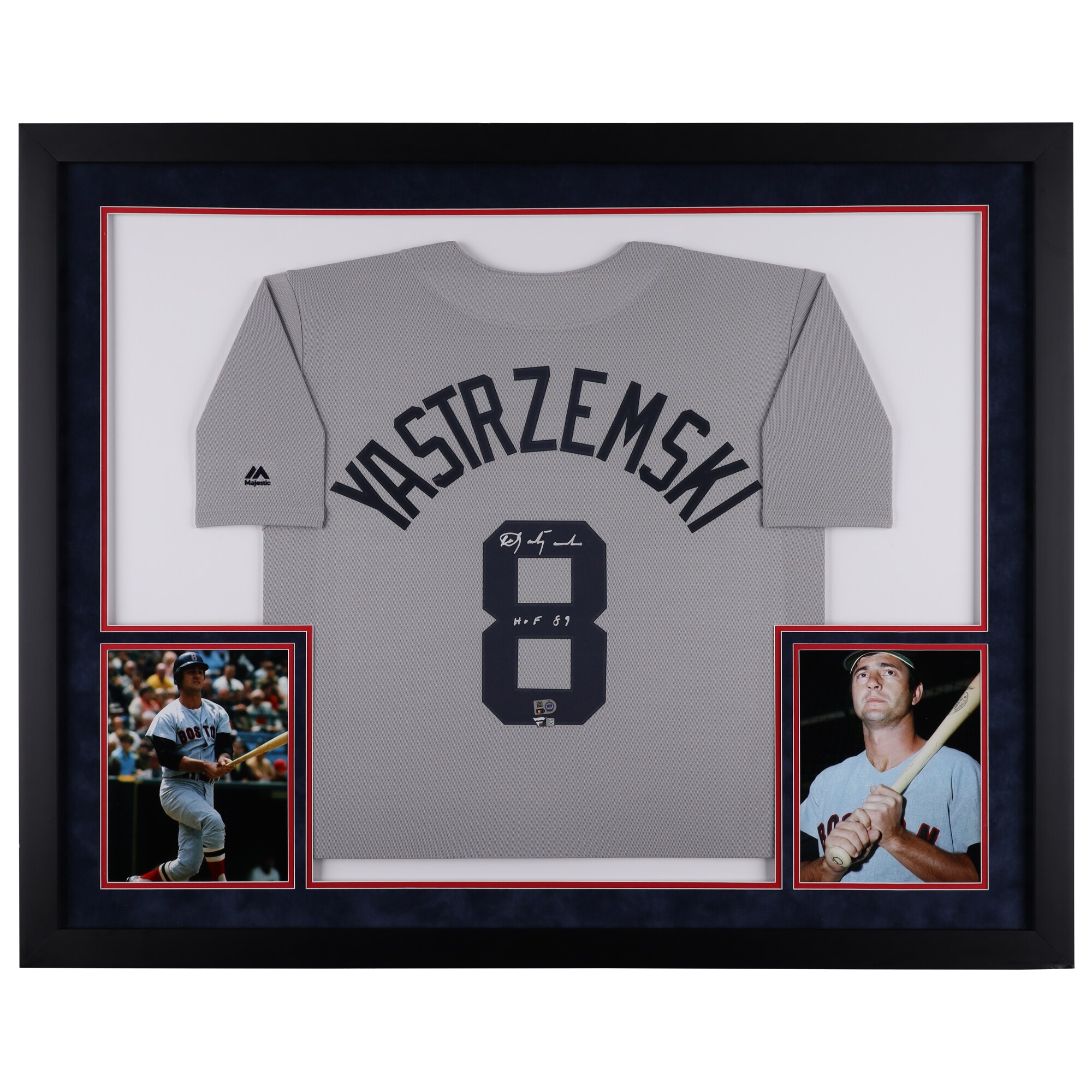 Carl Yastrzemski Boston Red Sox Autographed Fanatics Authentic Deluxe Framed Gray Mitchell & Ness Replica Jersey with