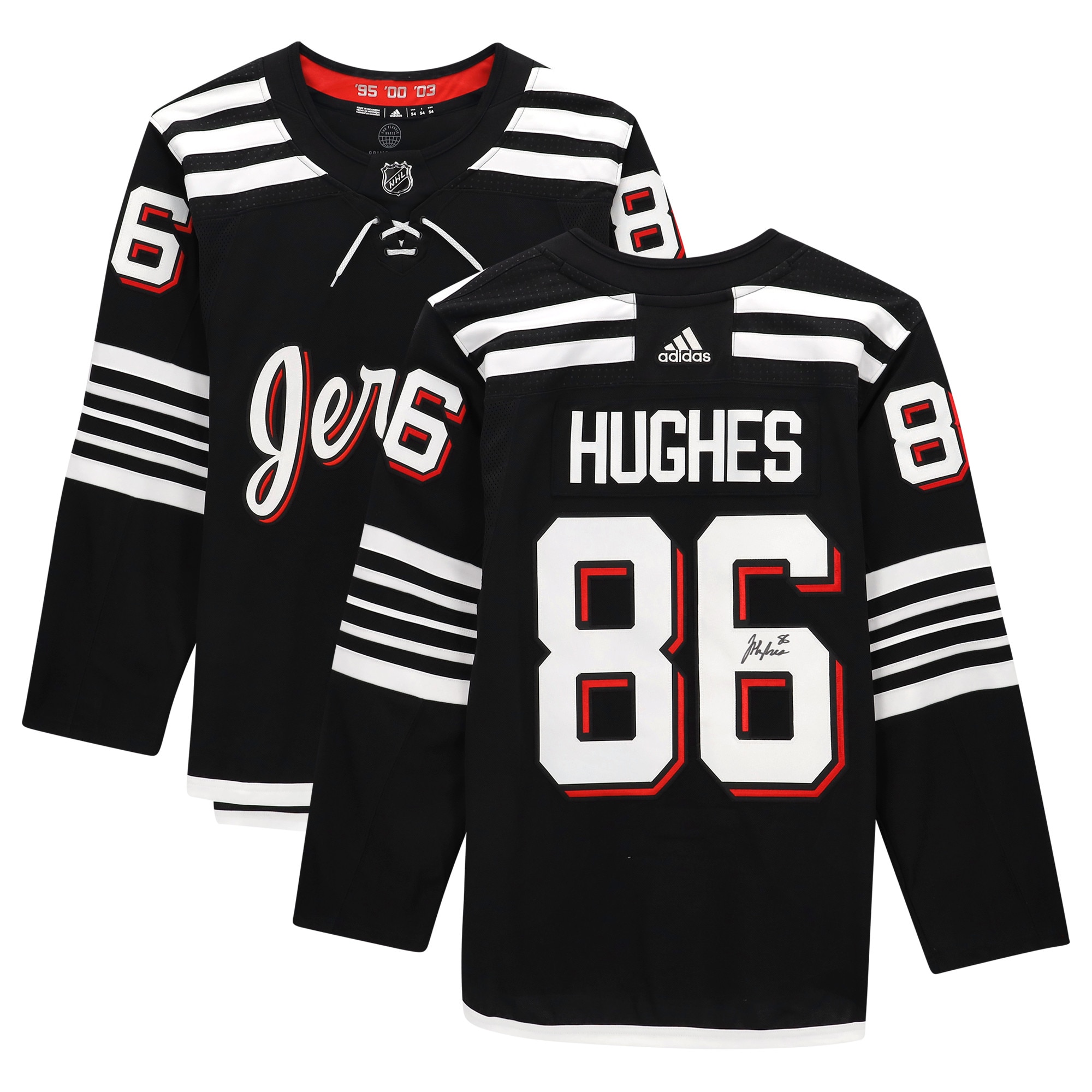 Jack Hughes New Jersey Devils Fanatics Authentic Autographed adidas Alternate Authentic Jersey - Black