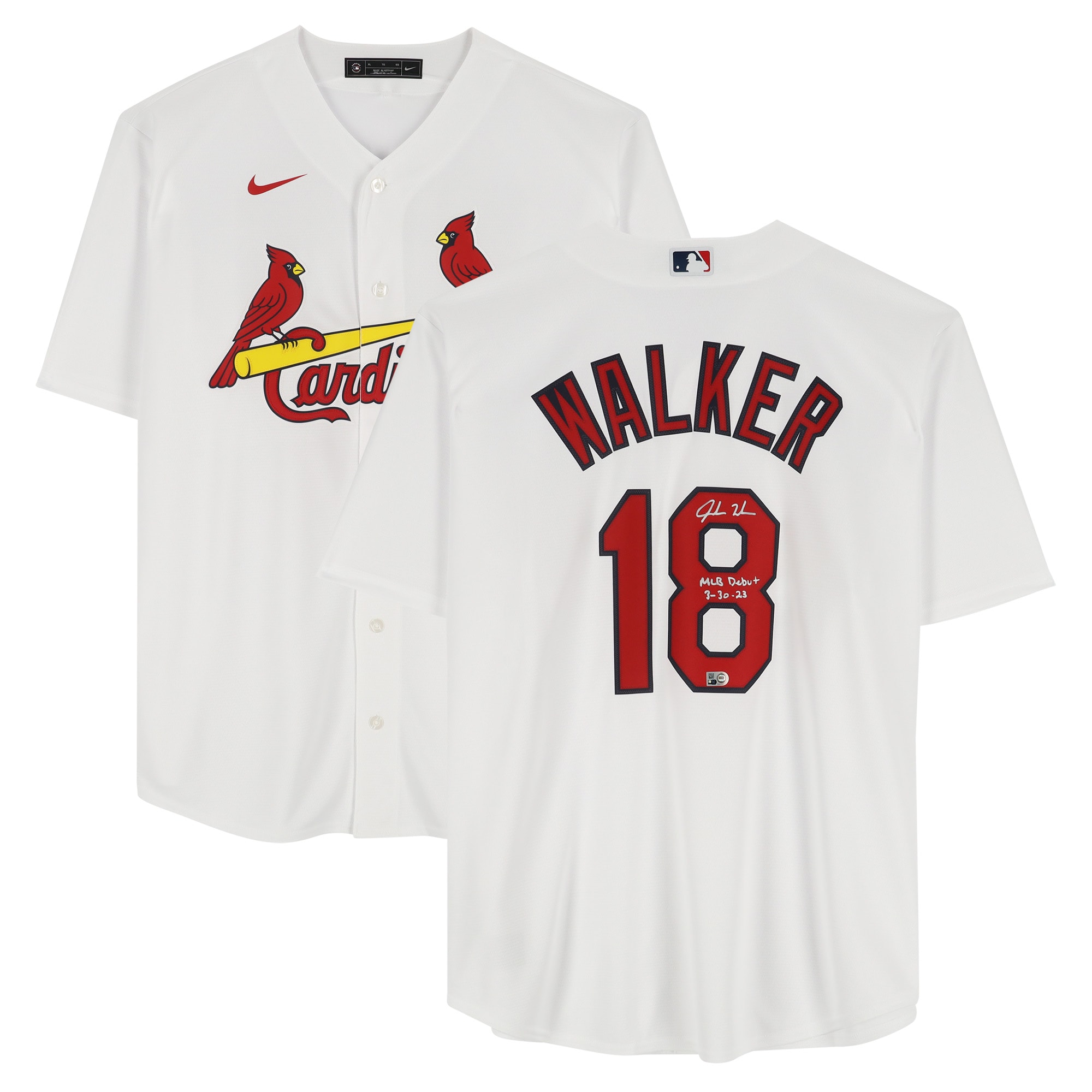 Jordan Walker St. Louis Cardinals Autographed Fanatics Authentic White Nike Replica Jersey with