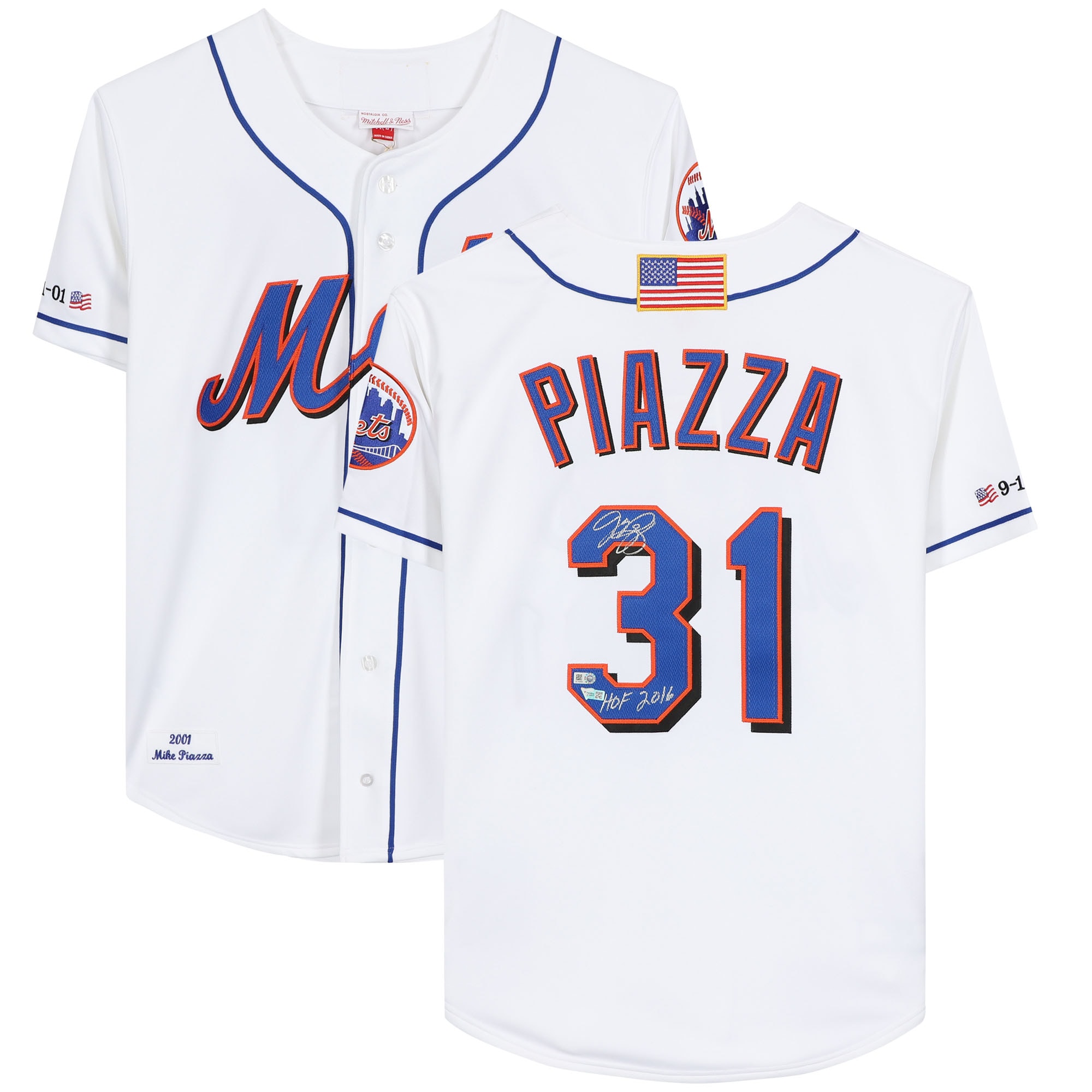 Mike Piazza New York Mets Fanatics Authentic Autographed Mitchell and Ness White 2001 Authentic Jersey with