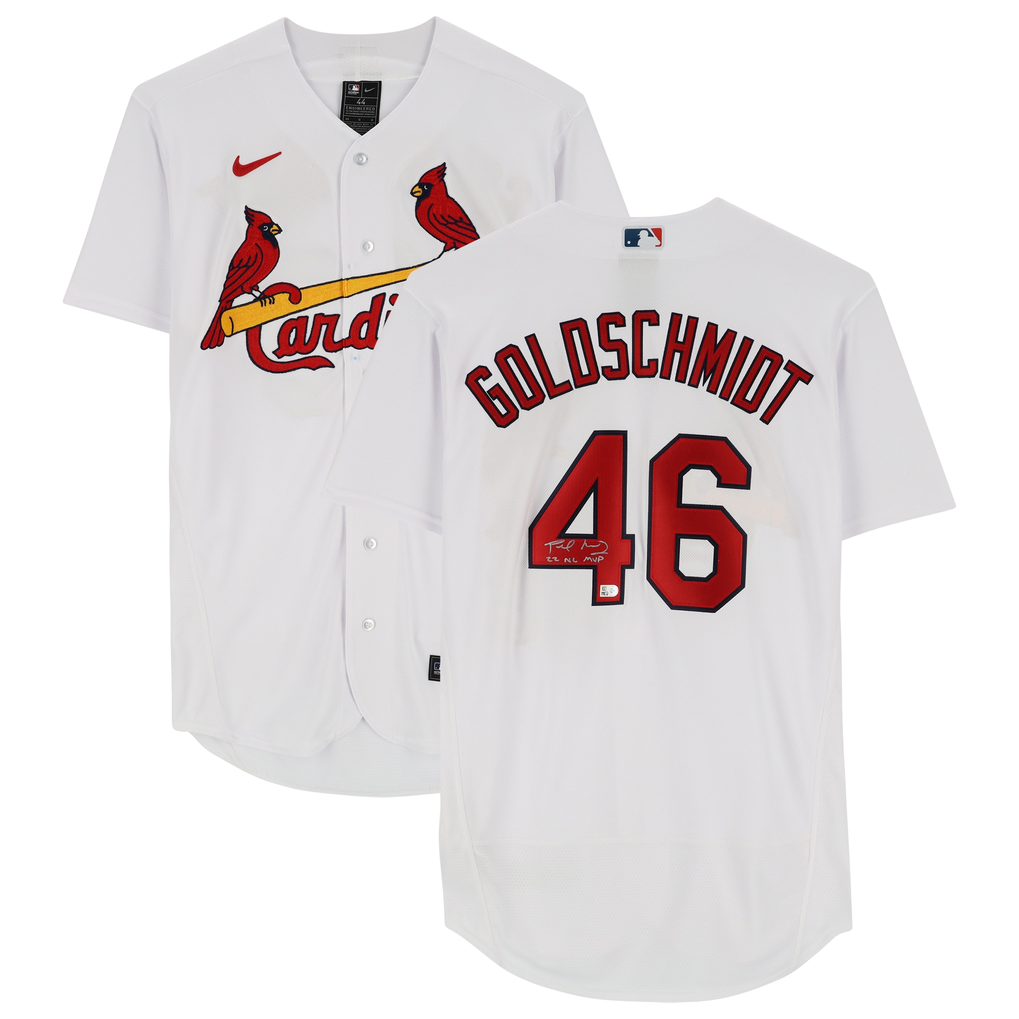 Paul Goldschmidt St. Louis Cardinals Fanatics Authentic 2022 NL MVP Autographed White Nike Authentic Jersey with ''22 NL MVP'' Inscription