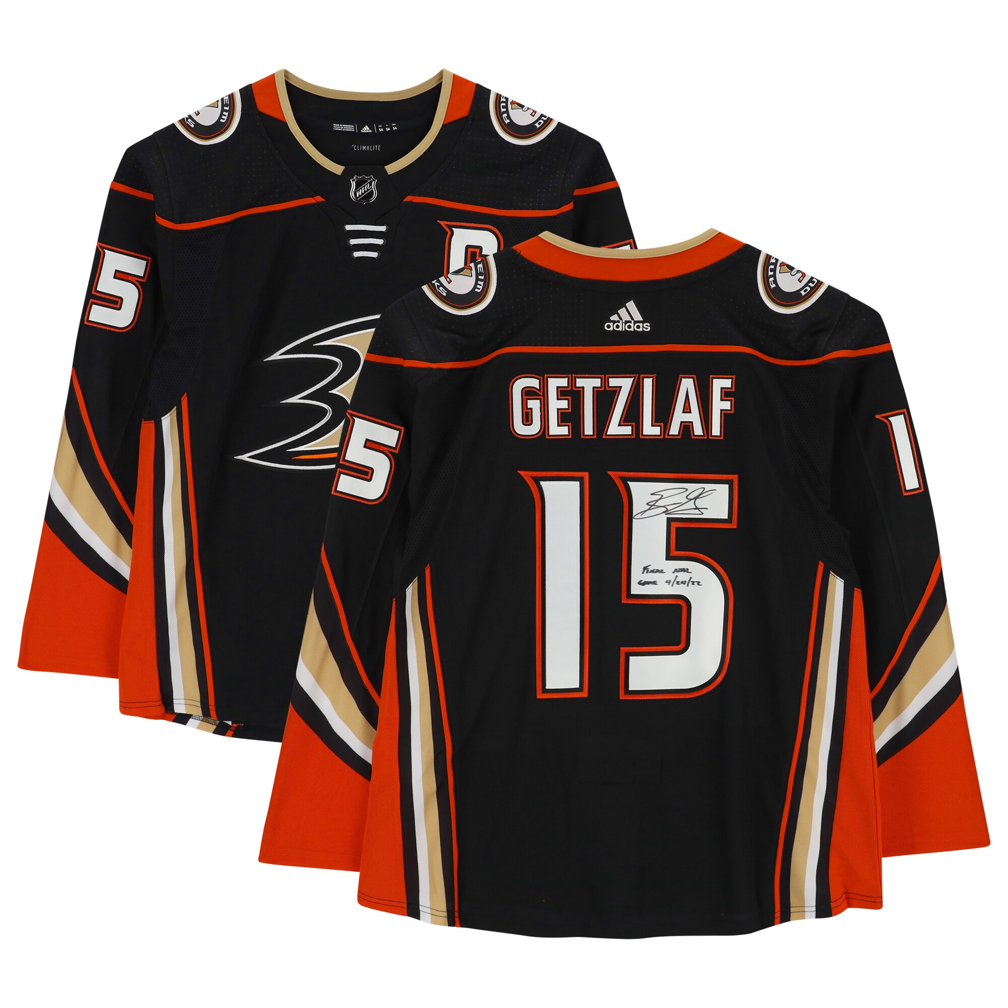 Ryan Getzlaf Anaheim Ducks Autographed Fanatics Authentic Black Adidas Authentic Jersey with