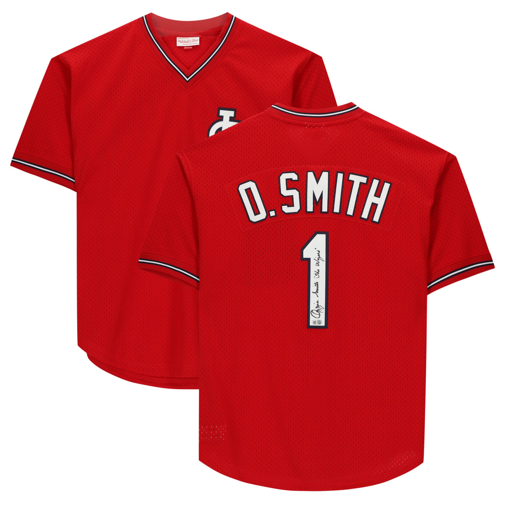 Ozzie Smith St. Louis Cardinals Fanatics Authentic Autographed Scarlett Mitchell & Ness Batting Practice Jersey with
