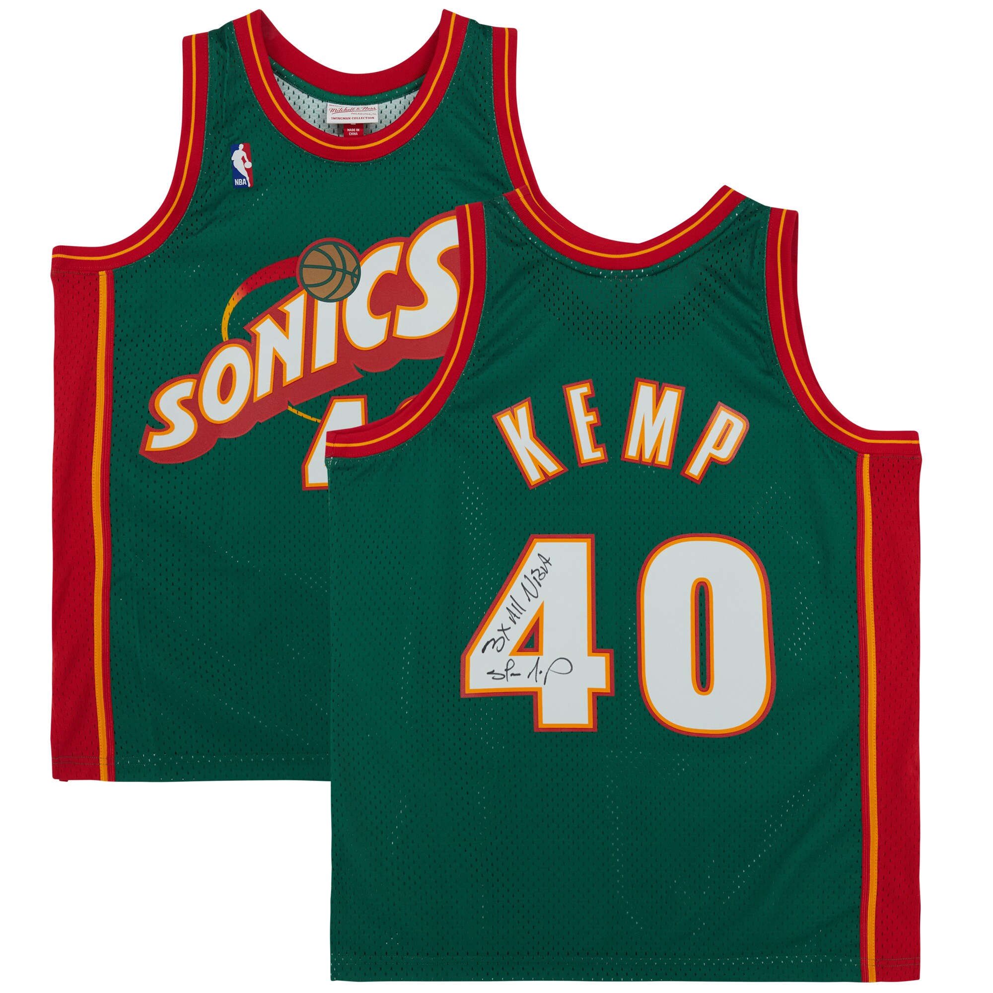 Shawn Kemp Seattle SuperSonics Autographed Fanatics Authentic Green Mitchell & Ness 1995-1996 Swingman Jersey with