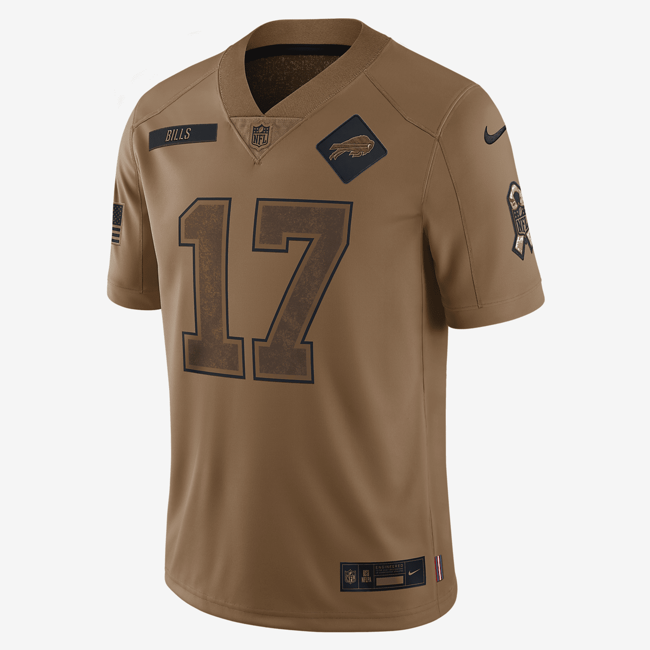 Josh Allen Buffalo Bills Salute to Service Men's Nike Dri-FIT NFL Limited Jersey - Brown