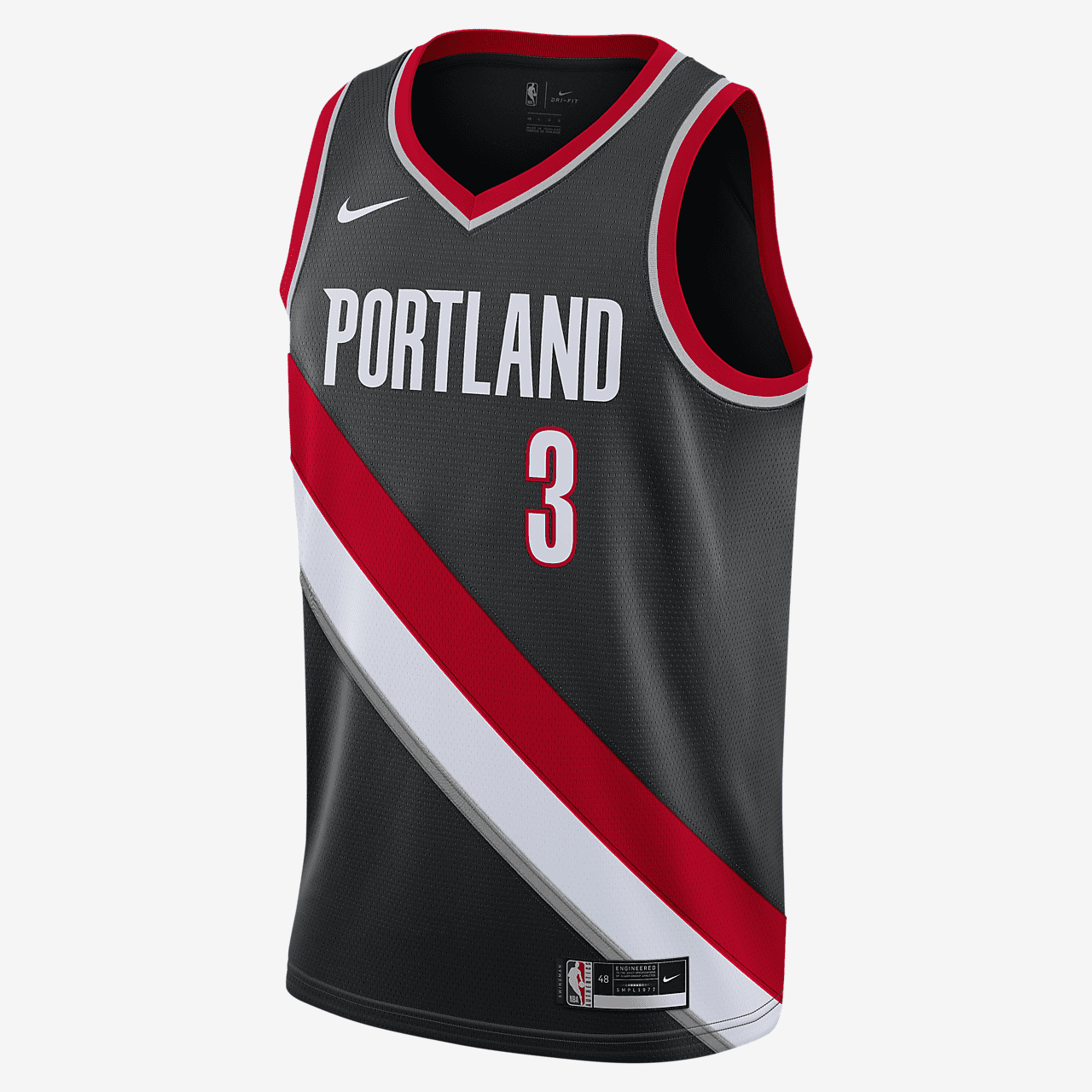C.J. McCollum Trail Blazers Icon Edition 2020 Nike NBA Swingman Jersey - Black/University Red/White