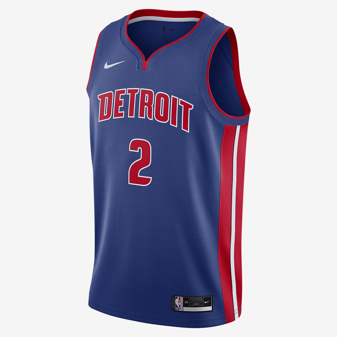 Pistons Icon Edition 2020 Nike NBA Swingman Jersey - Rush Blue/University Red
