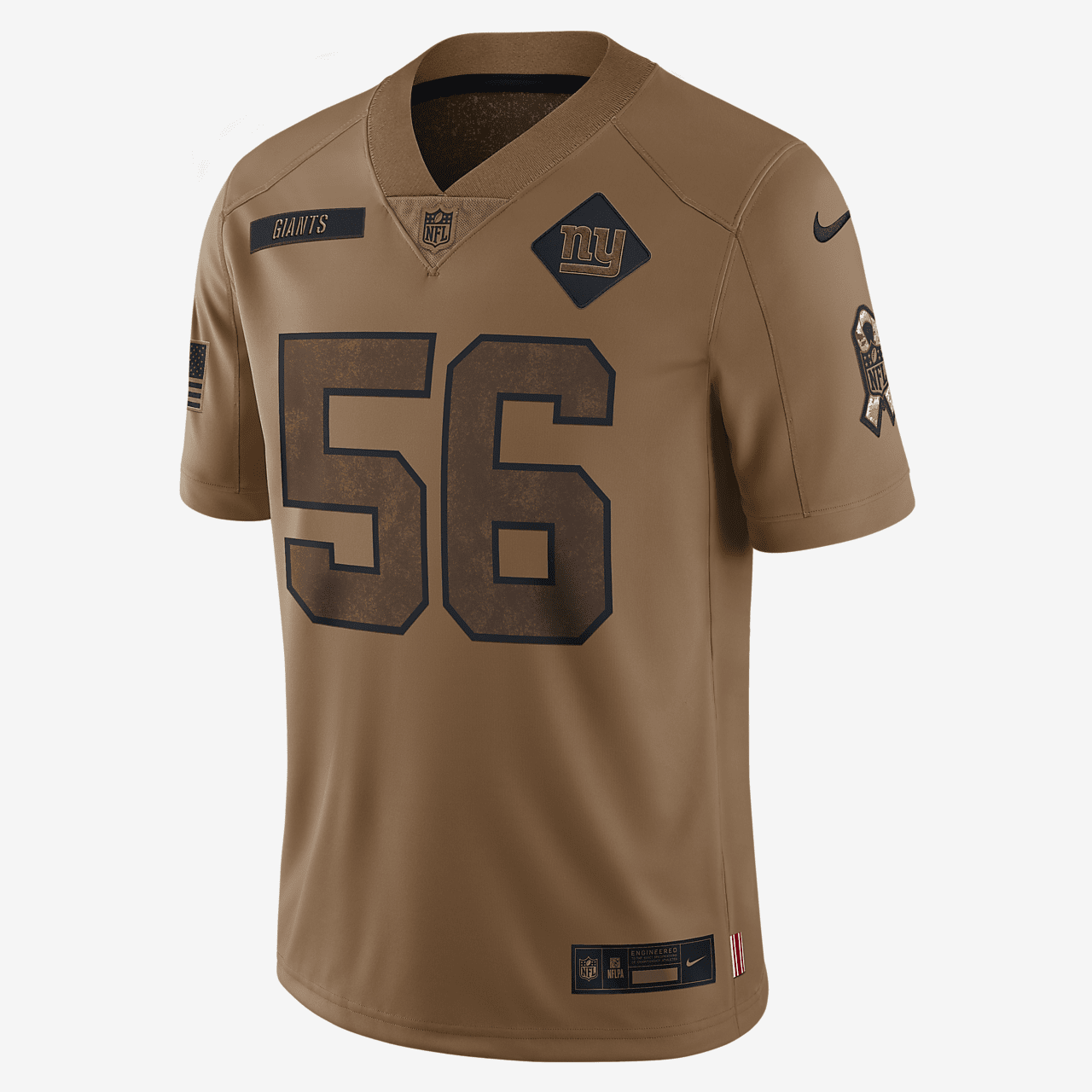 Lawrence Taylor New York Giants Salute to Service Men's Nike Dri-FIT NFL Limited Jersey - Brown