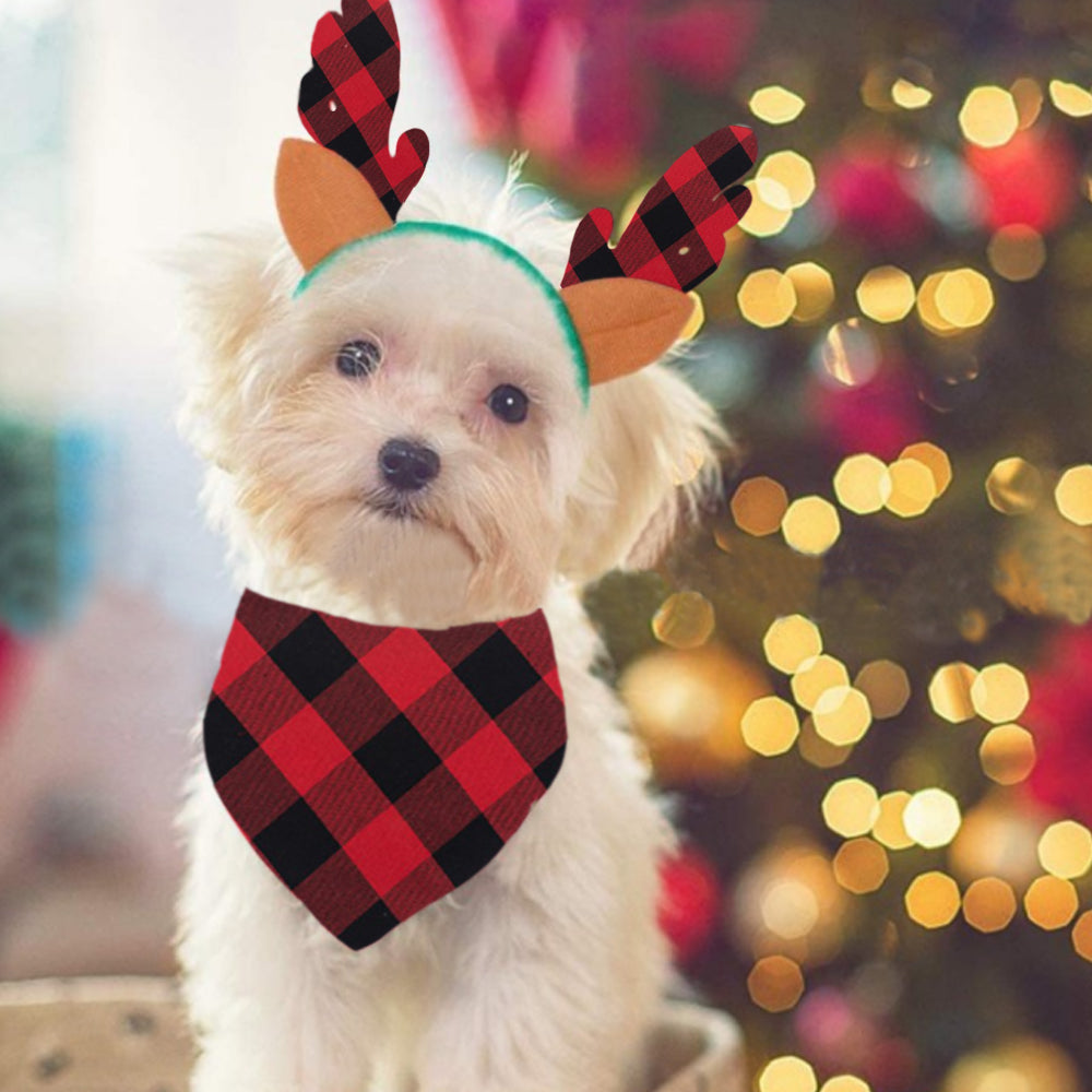 Christmas Elk Check Parent-child Pajama Set (with Pet Dog Clothes)