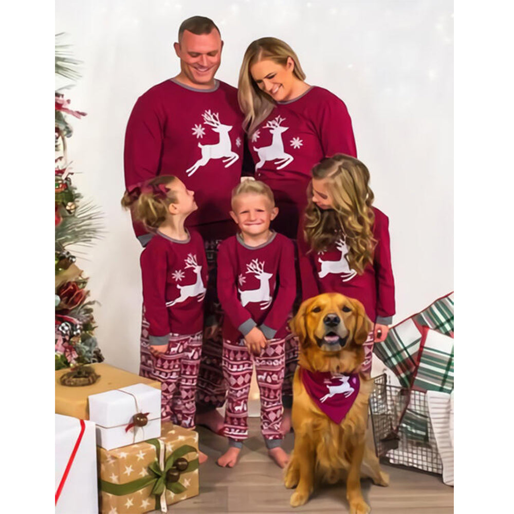 Christmas Elk Print Parent-child Pajamas Set