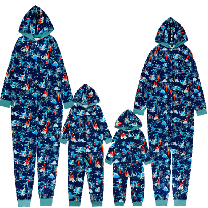 Christmas Print Hooded Parent-child Pajamas Set