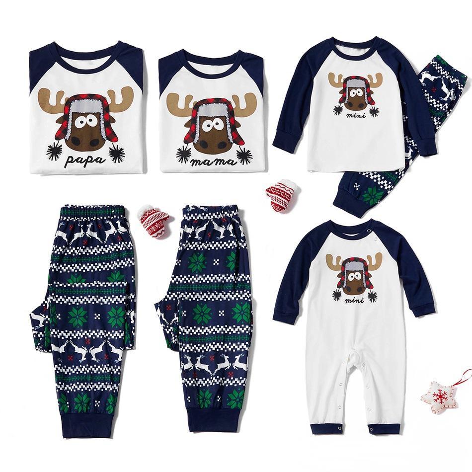 Christmas Family Lovely Moose Print  Matching Pajamas Set