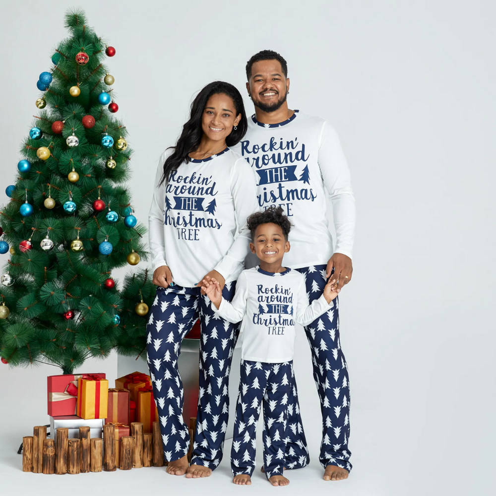 Christmas Letter Printed Parent-child Pajamas Set