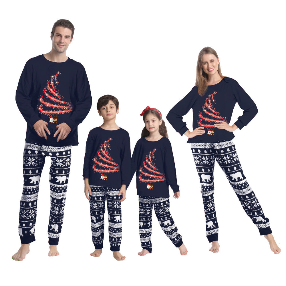 Christmas Tree Print Parent-child Pajamas Set