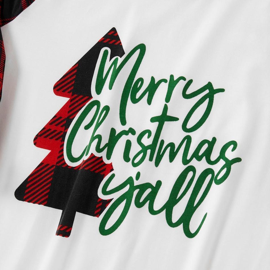 Merry Christmas Y'all Letter Print Plaid Family Matching Pajamas Sets