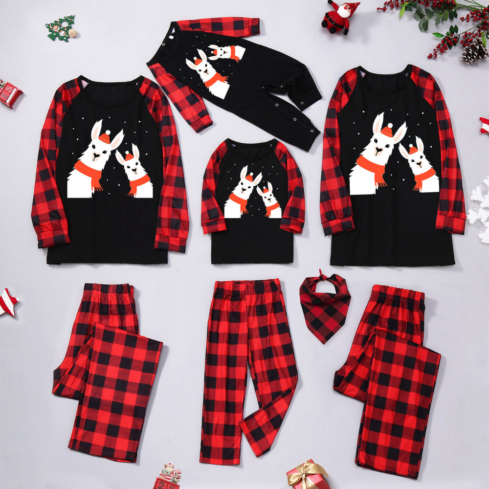 Christmas Alpaca Print Parent-child Pajama Set