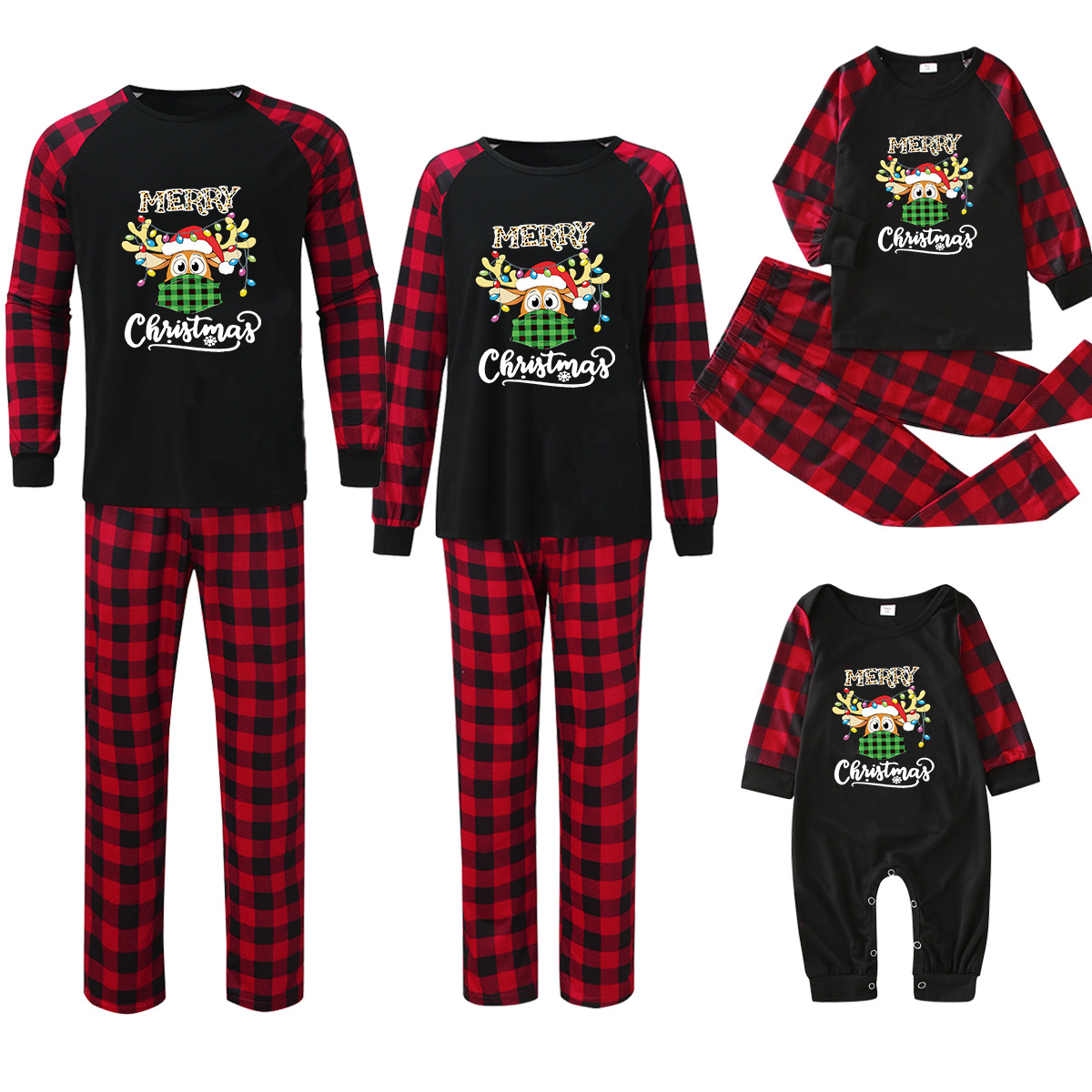 Plus size winter elk print Christmas parent-child homewear