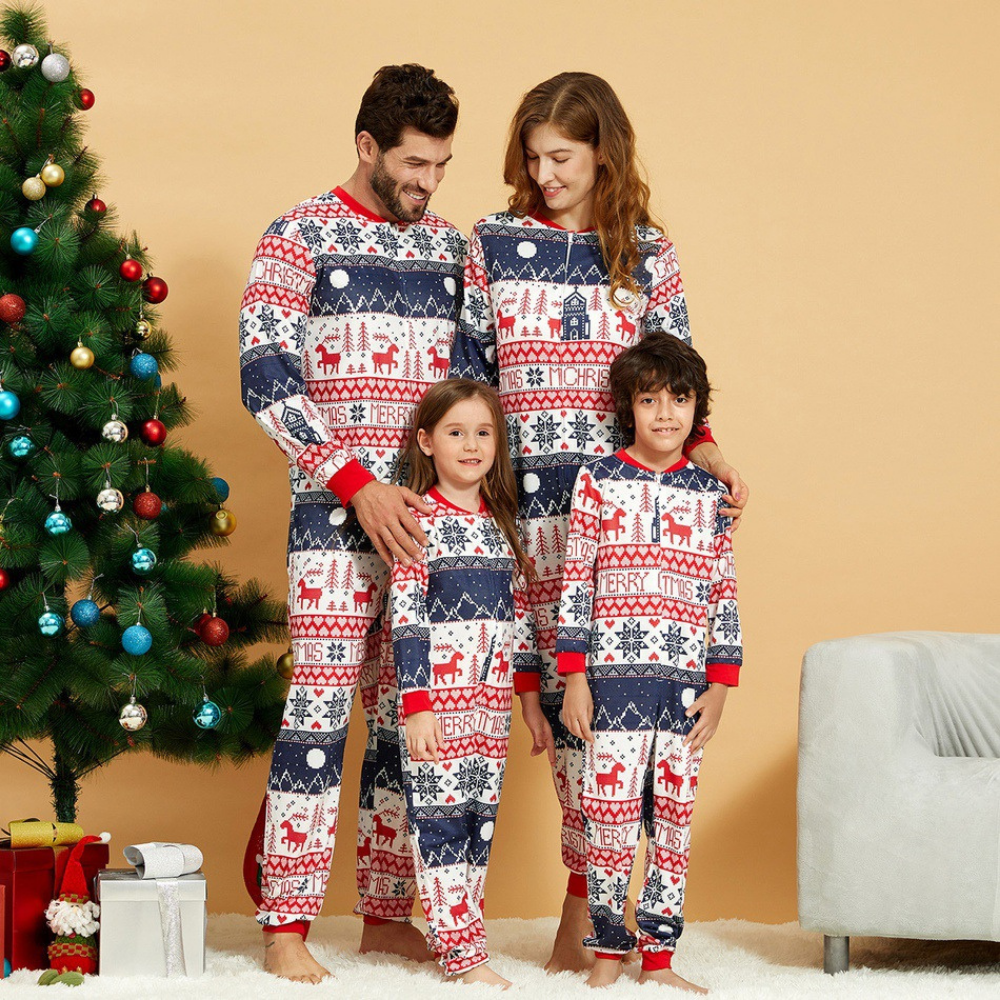 Christmas Print Parent-child One-piece Pajamas
