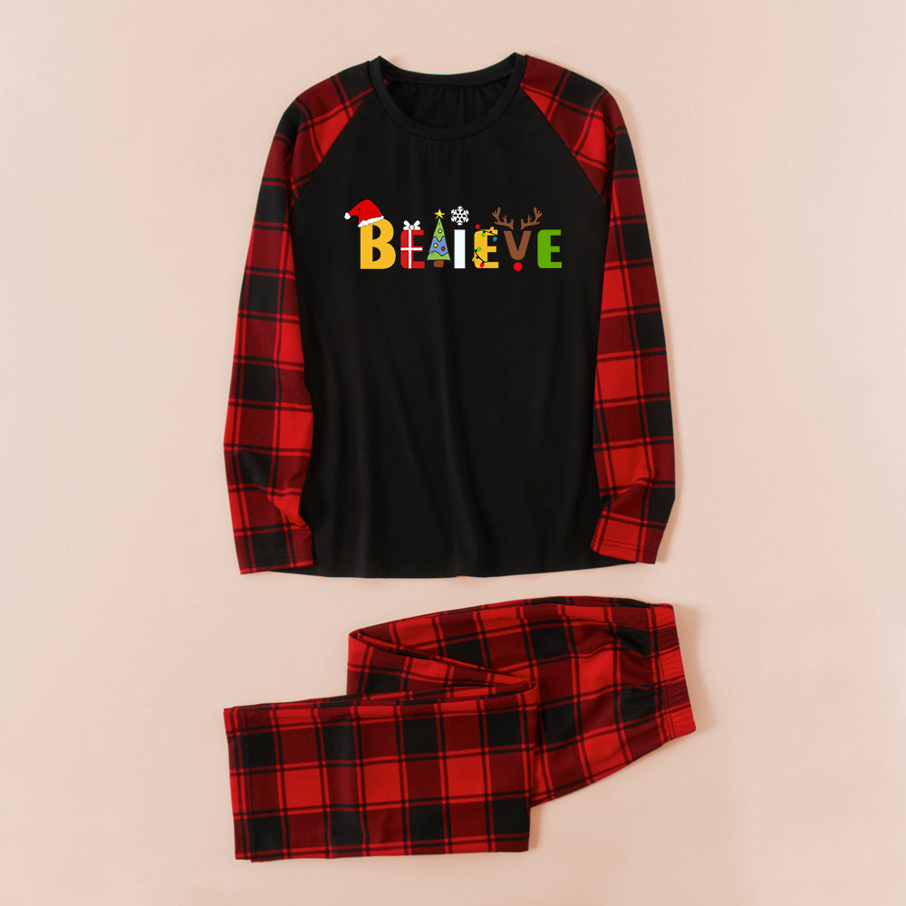 Christmas Elements Raglan Sleeve Parent-child Pajamas Set (with Pet Dog Clothes)
