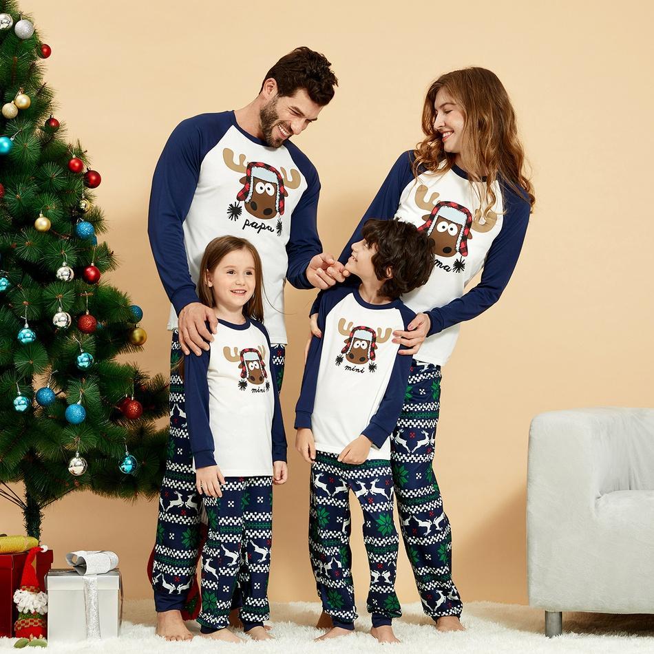 Christmas Family Lovely Moose Print  Matching Pajamas Set