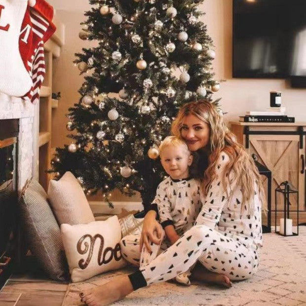 Christmas printed round collar baby pajamas set