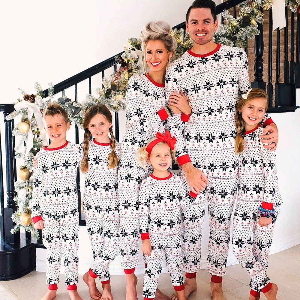 Christmas Elements Printed Family Pajamas Set