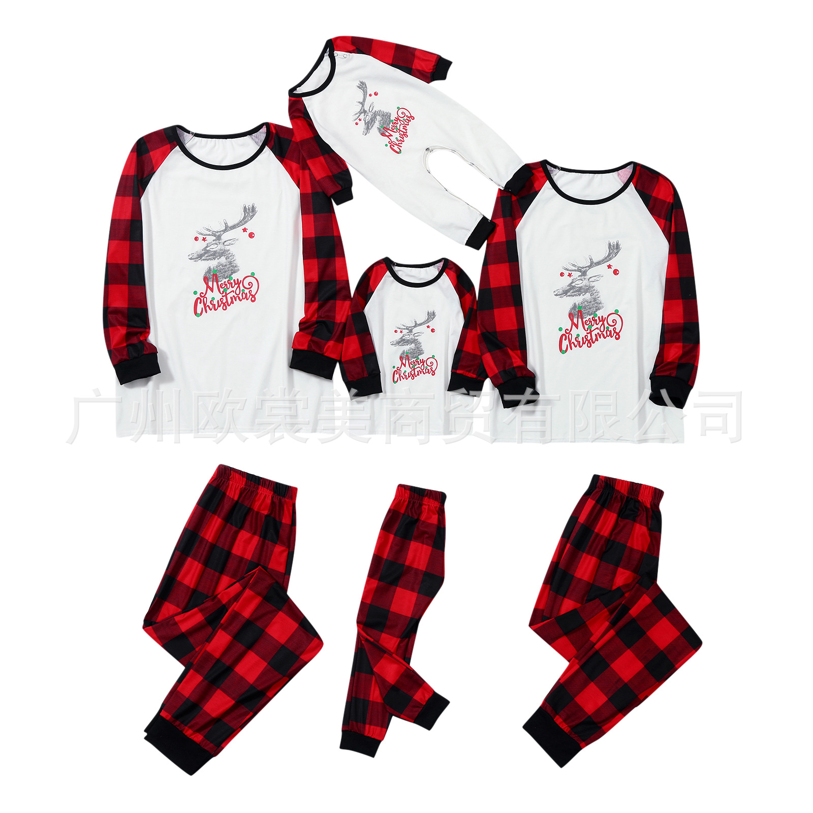 Christmas simple strokes of elk parent-child outfit