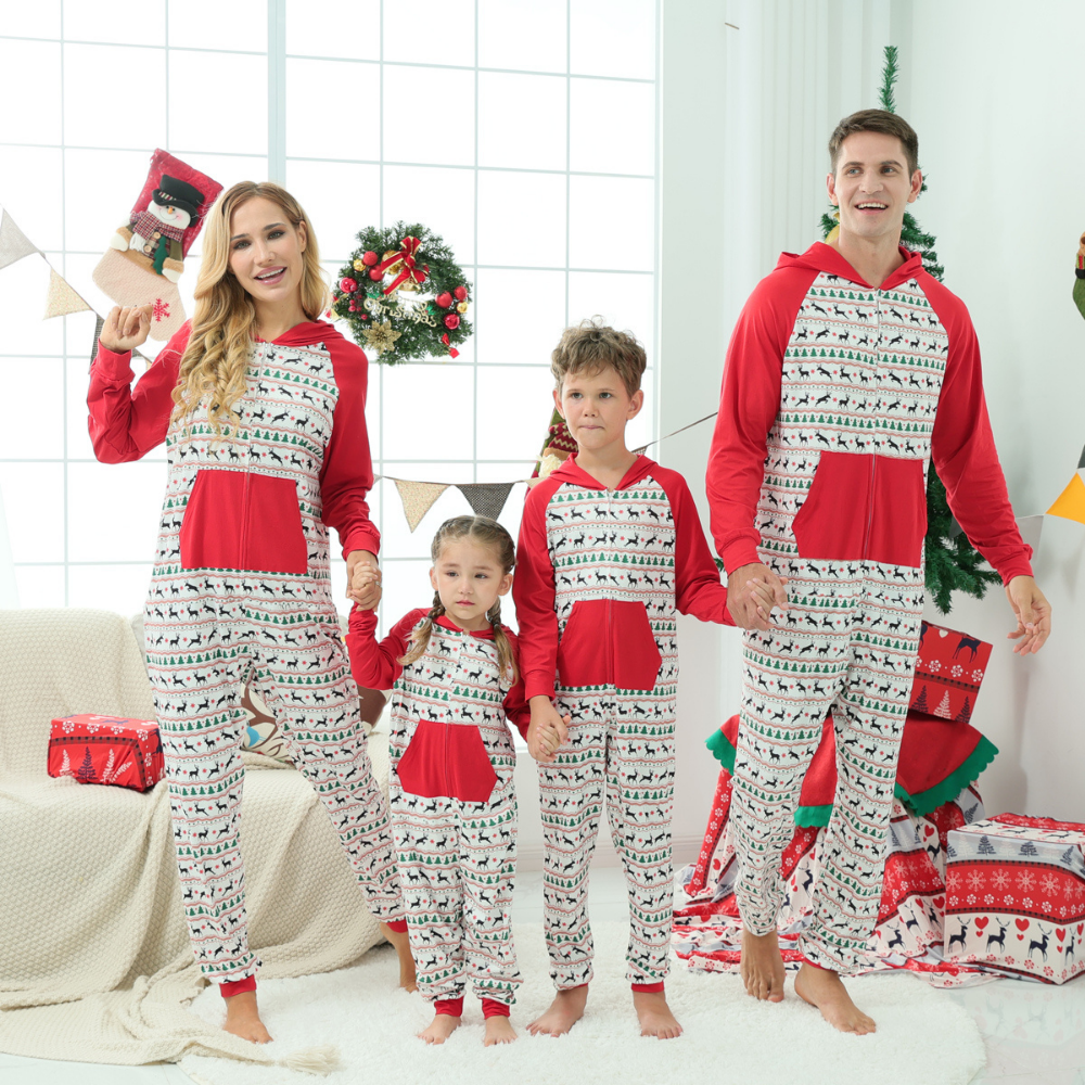 Christmas Alpaca Print Parent-child One-piece Pajamas Set